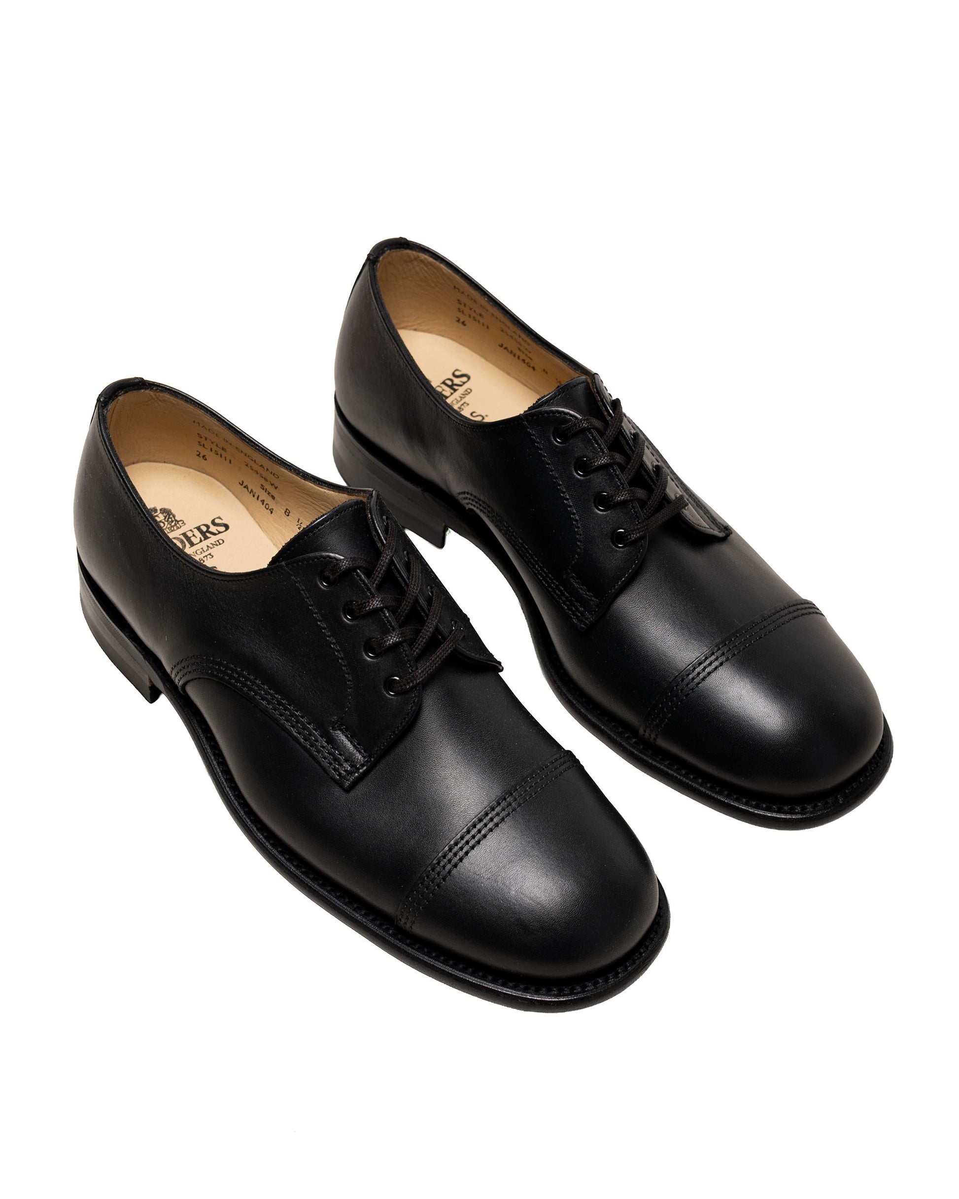 Sanders 1128BC Smooth Leather Military Derby Shoe Black