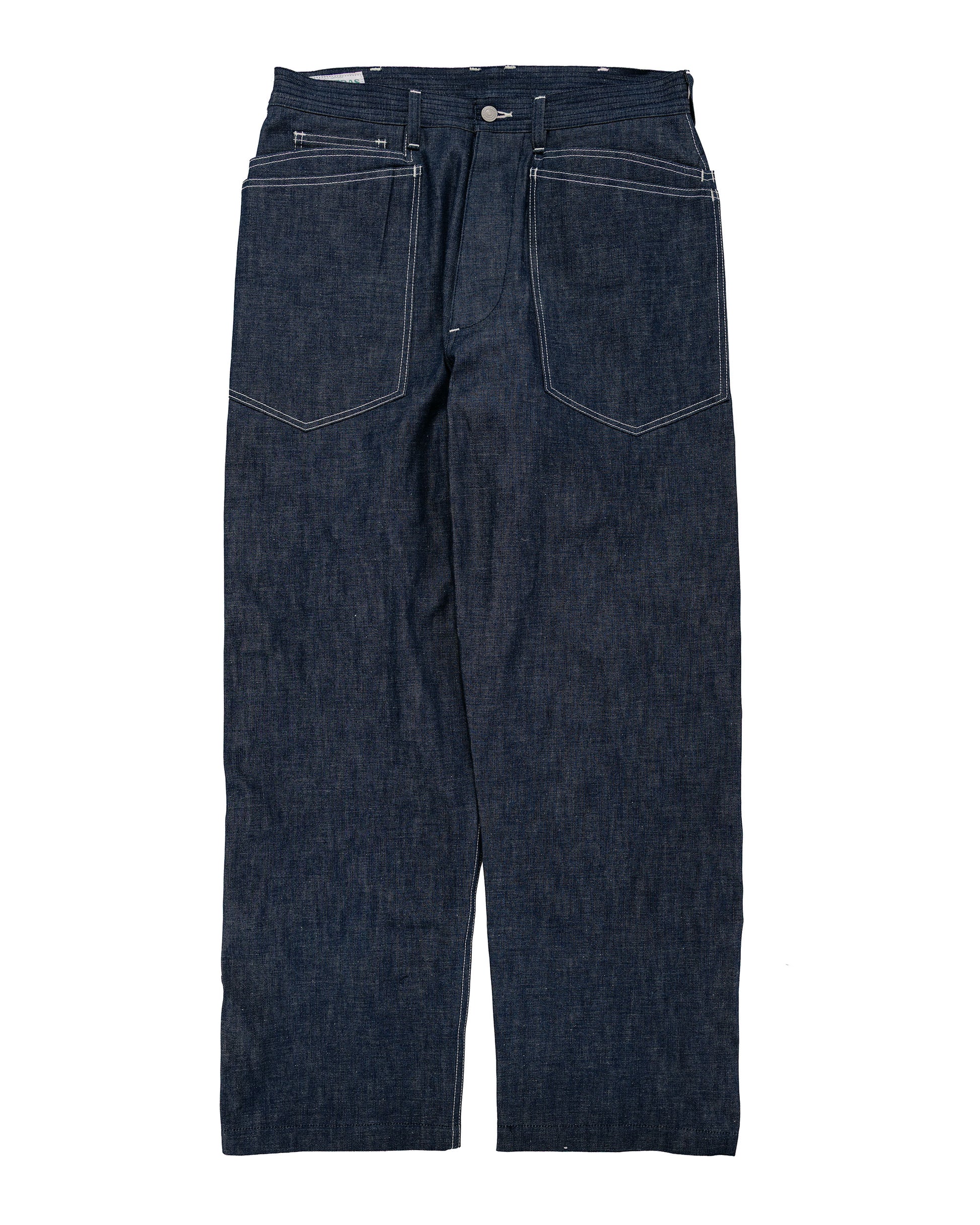 Sassafras D Scoop Pants 10oz Military Denim Indigo