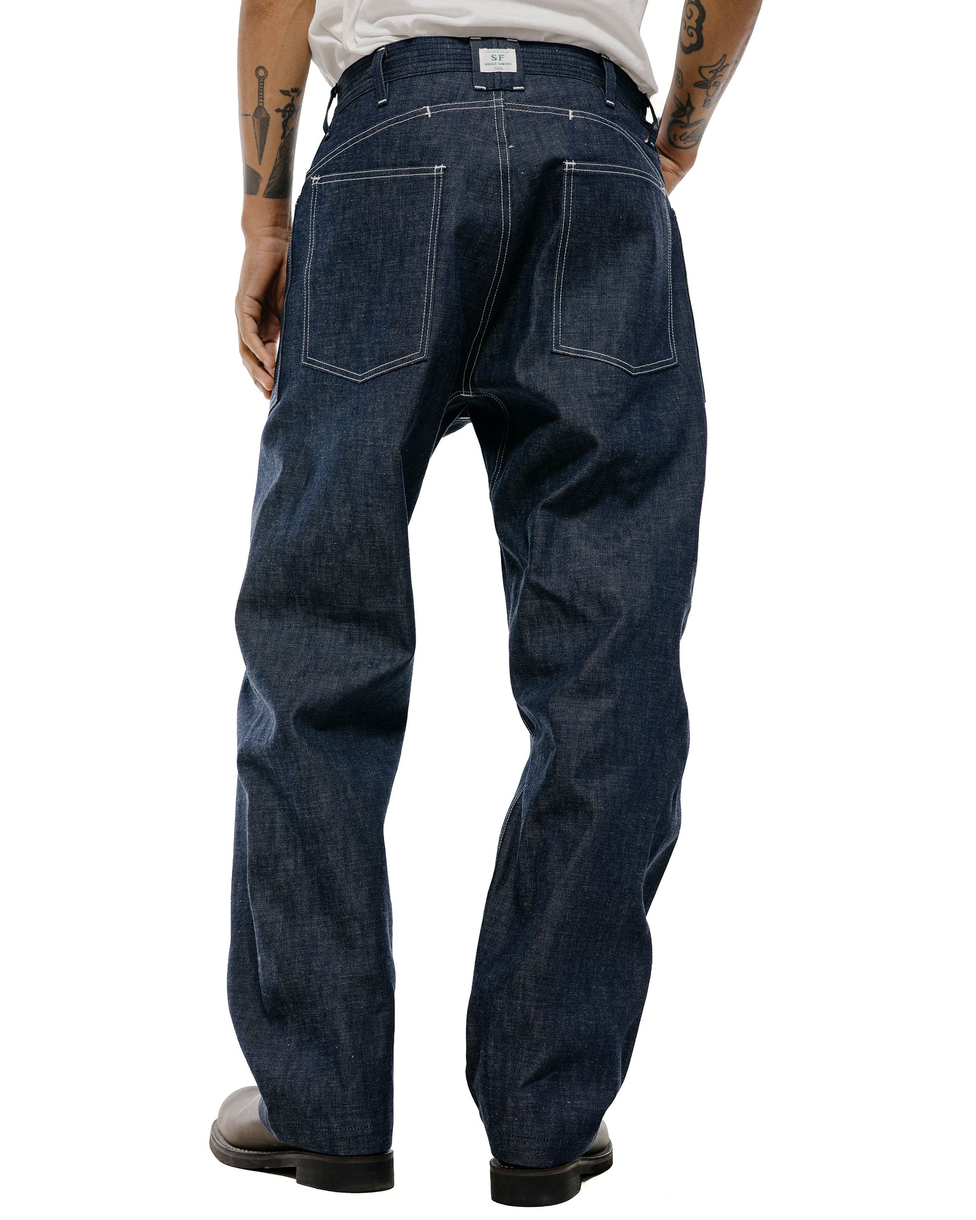 Sassafras D Scoop Pants 10oz Military Denim Indigo