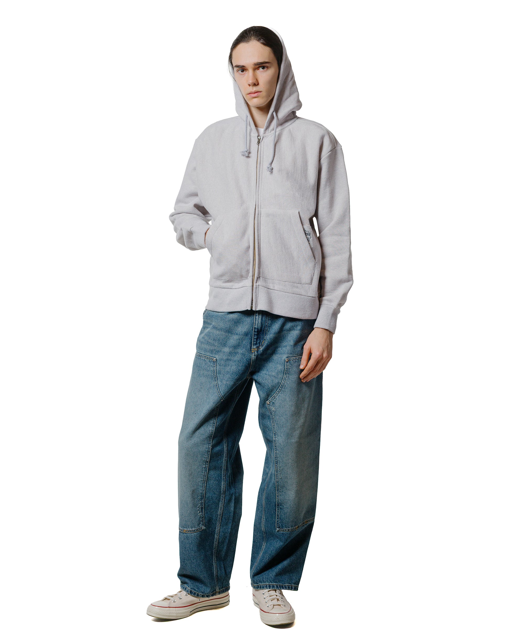 lost & found Stussy Stüssy Brass Zip Knit Hood Ash Heather