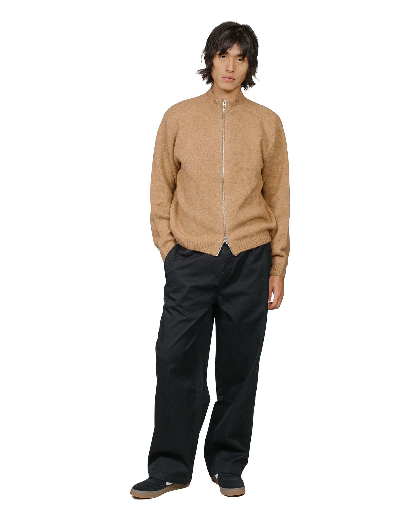 lost & found Stussy Stüssy Brushed Mock Full Zip Sweater Camel