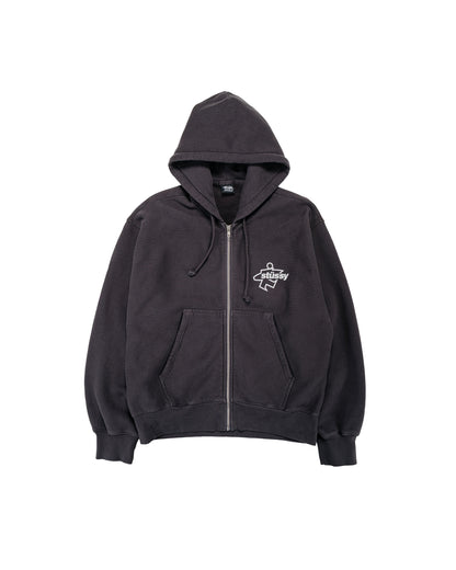 lost & found Stussy Stüssy Surf Size Garment Dyed Zip Hoodie Faded Black
