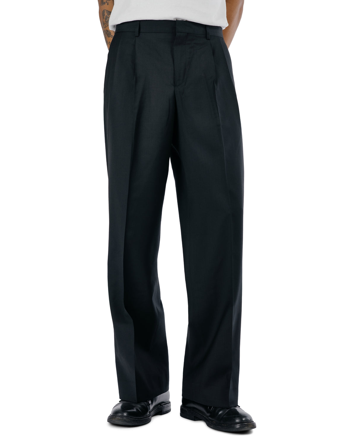 Sunflower Wide Pleated Trouser Tropical Wool 999 Black