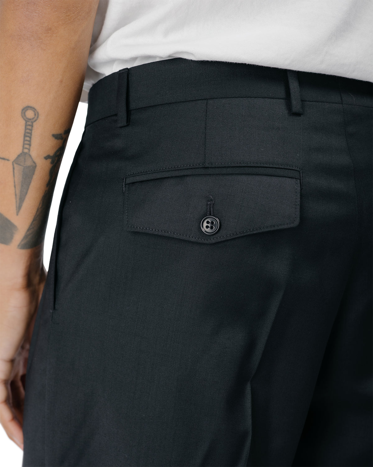 Sunflower Wide Pleated Trouser Tropical Wool 999 Black