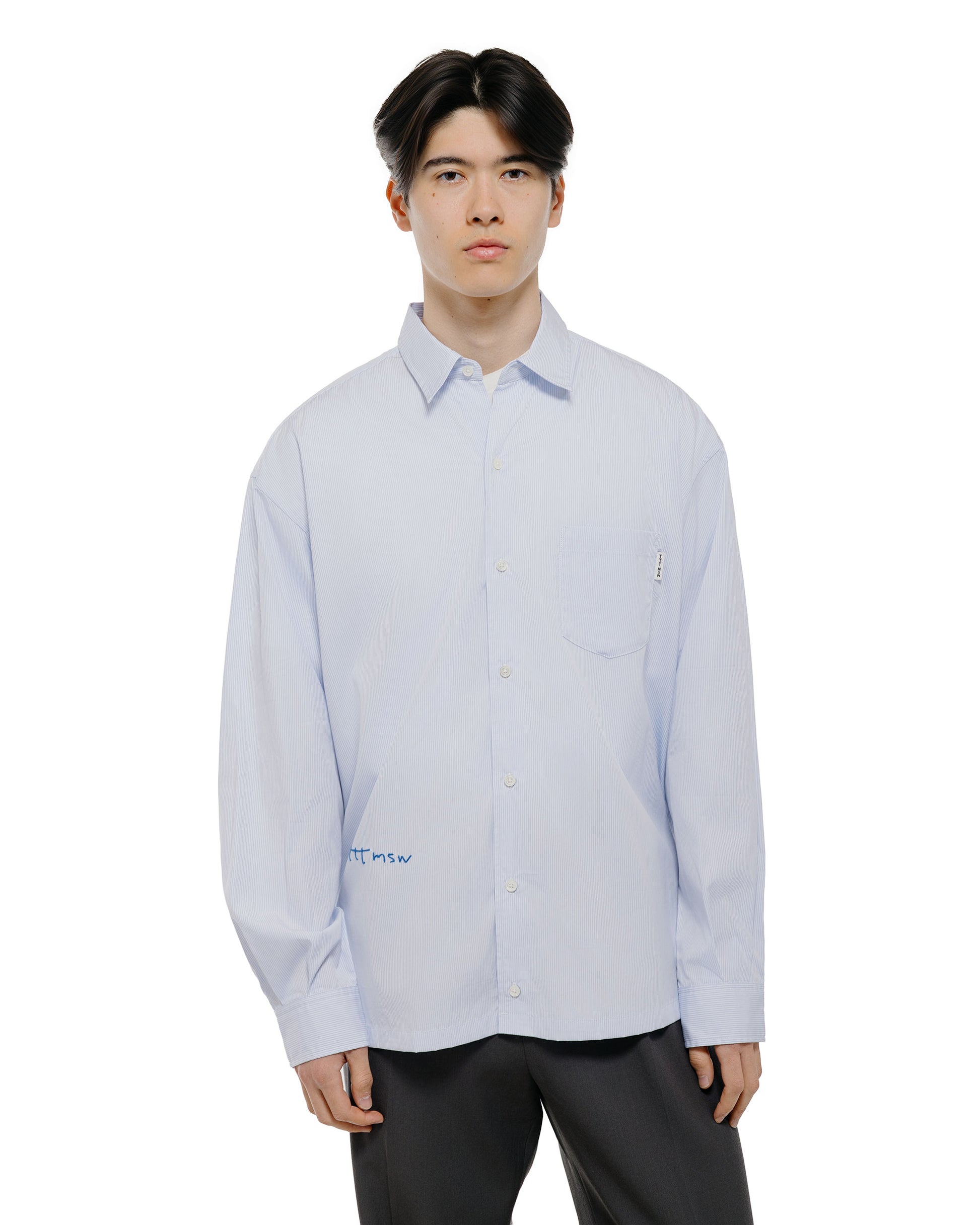 lost & found TTT MSW TTT MSW Regular Collar Shirt White Stripe