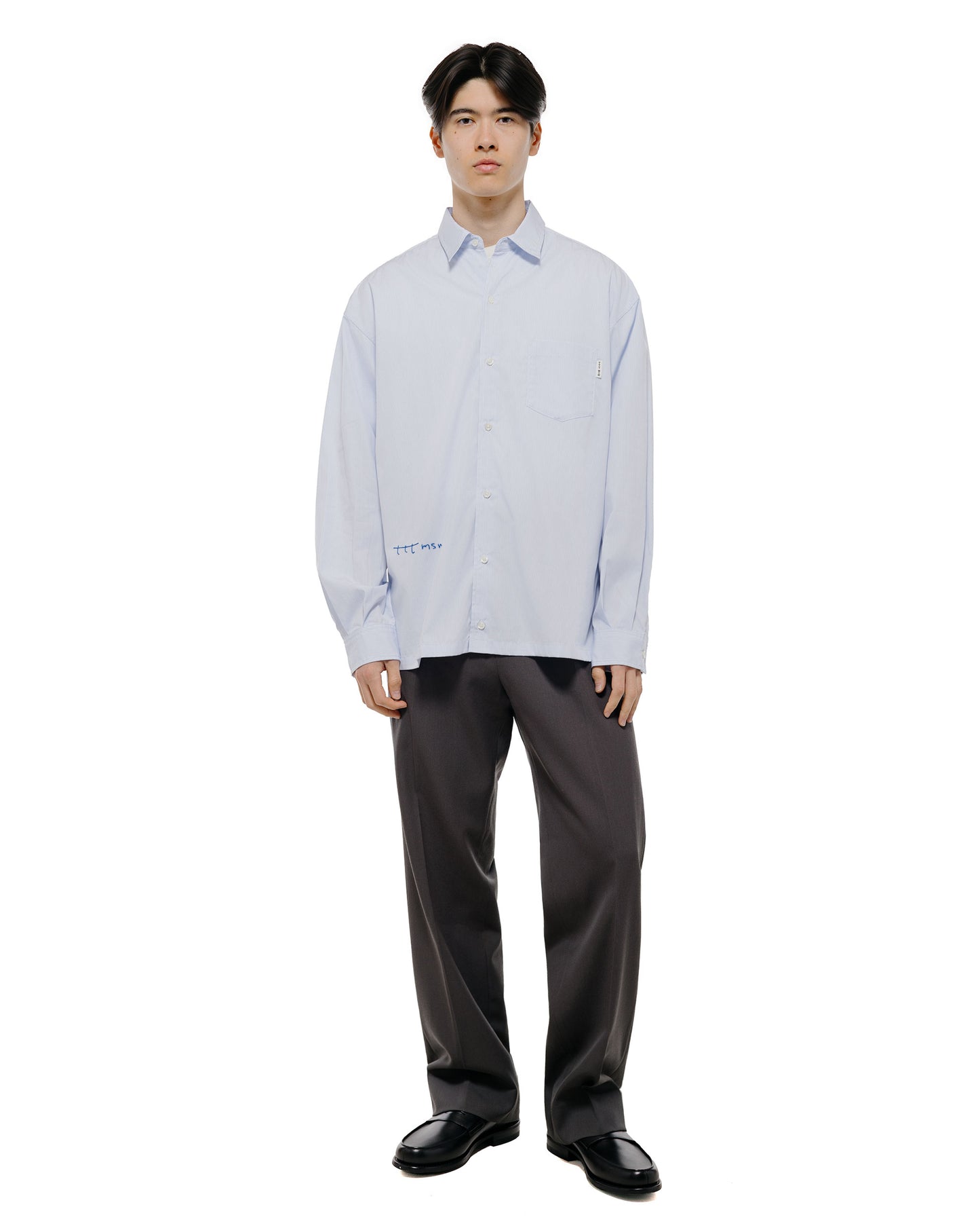 lost & found TTT MSW TTT MSW Regular Collar Shirt White Stripe
