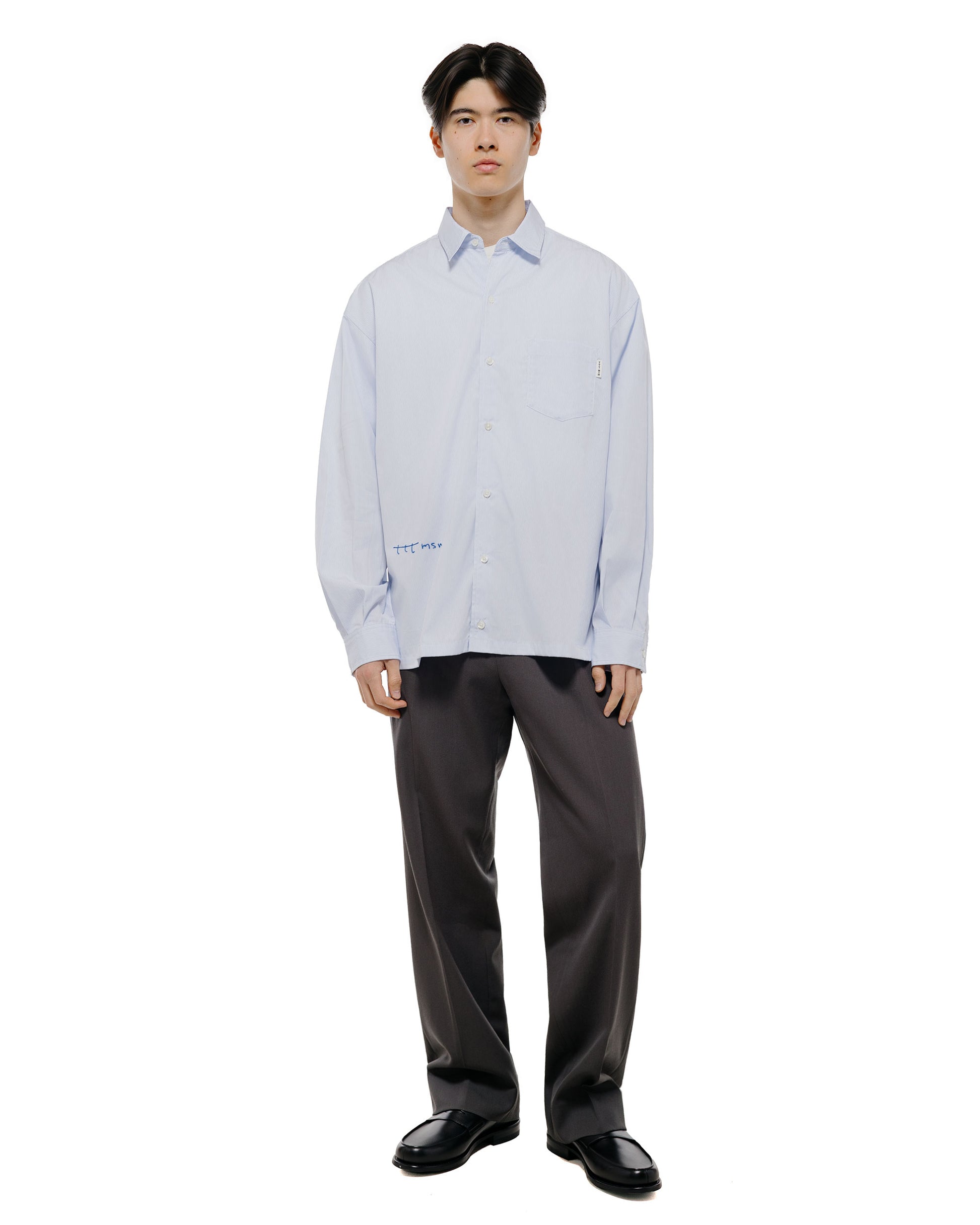 lost & found TTT MSW TTT MSW Regular Collar Shirt White Stripe