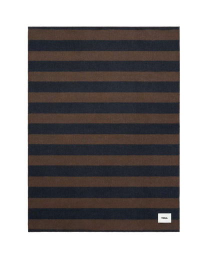 Tekla Lambswool Blanket Walnut & Dust Blue Stripes