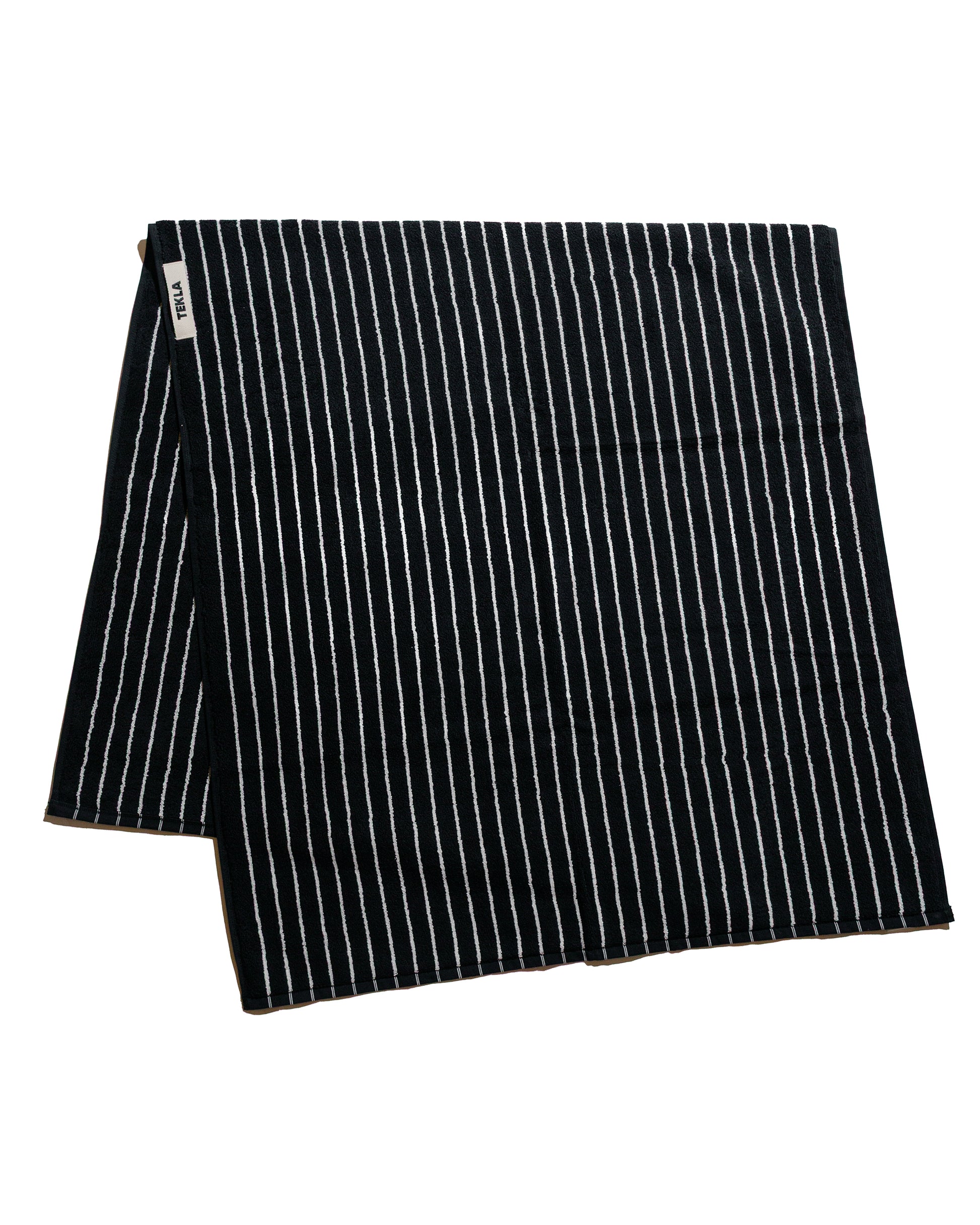 Tekla Terry Bath Towel Black Stripes