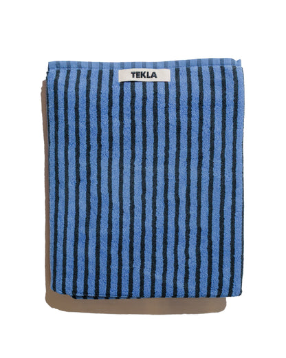 Tekla Terry Bath Towel Blue & Black