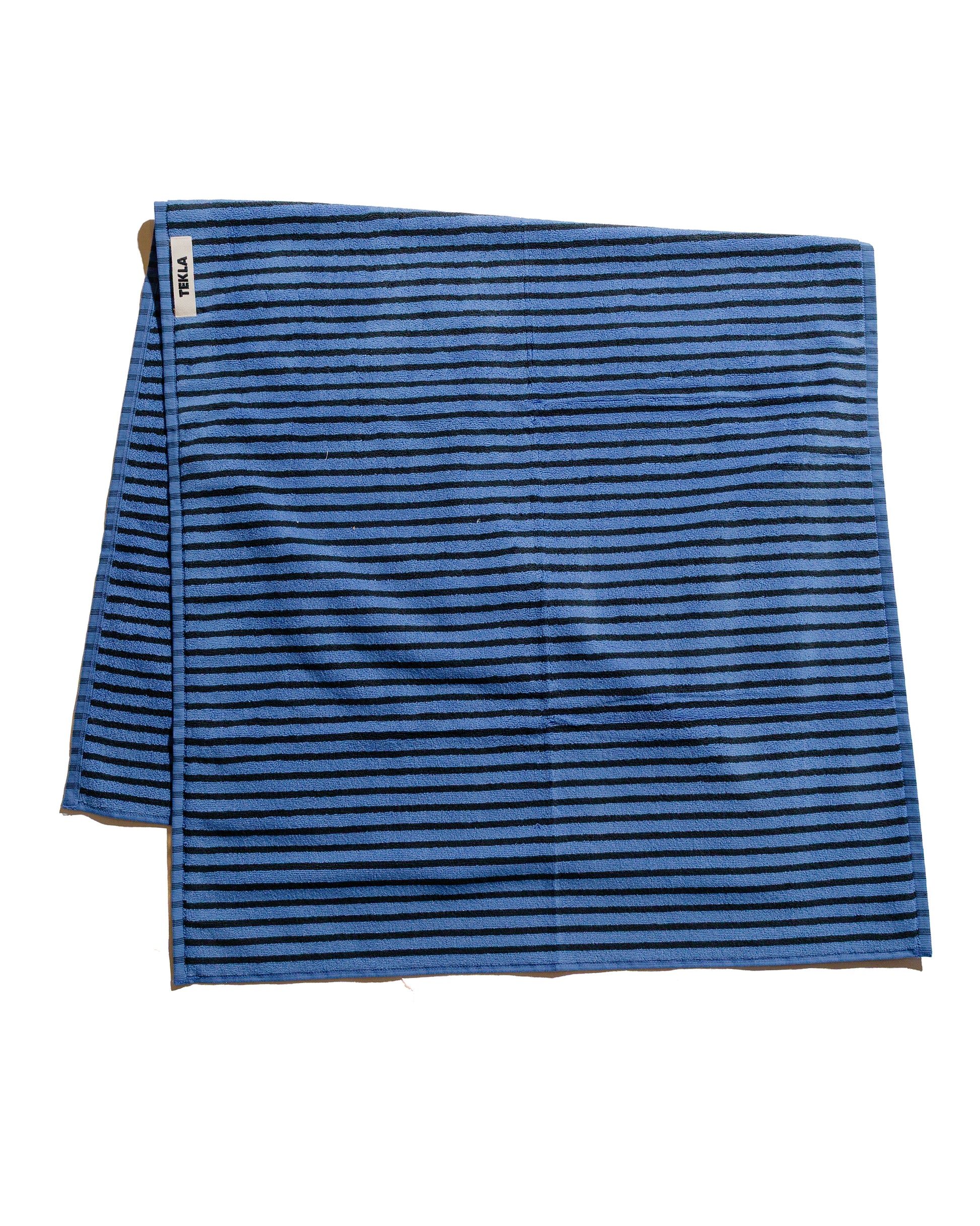 Tekla Terry Bath Towel Blue & Black