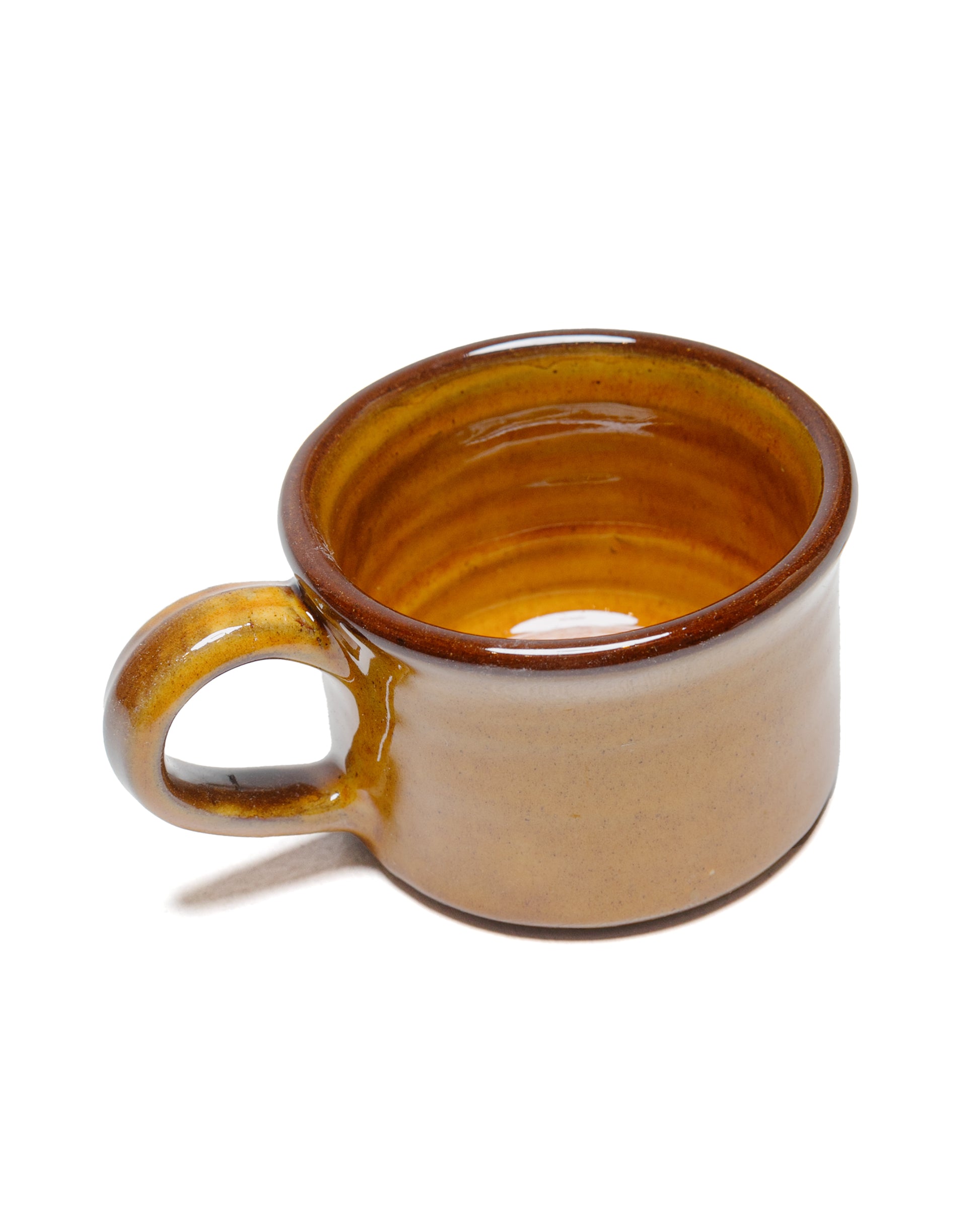 Tender Half Height Coffee Mug Red Clay Amber Glaze detail