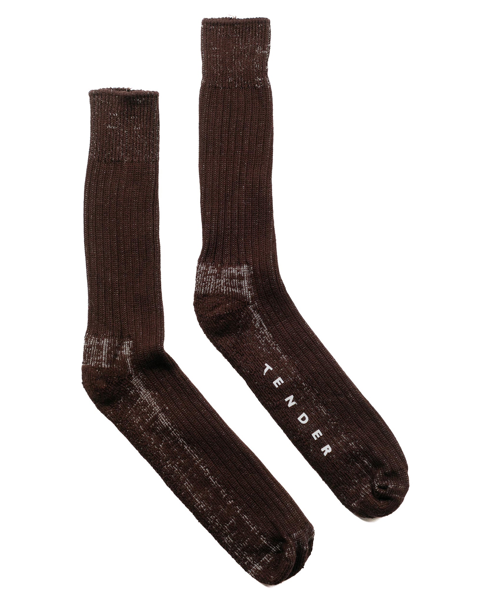 Tender Rib Calf Socks Cotton Hadal Brown