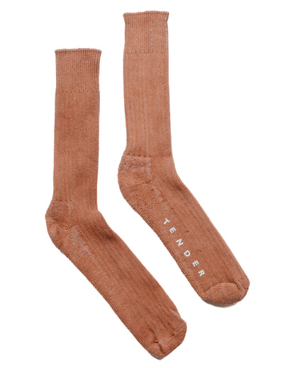 lost & found Tender Tender Rib Calf Socks Cotton Tan Wattle Dyed