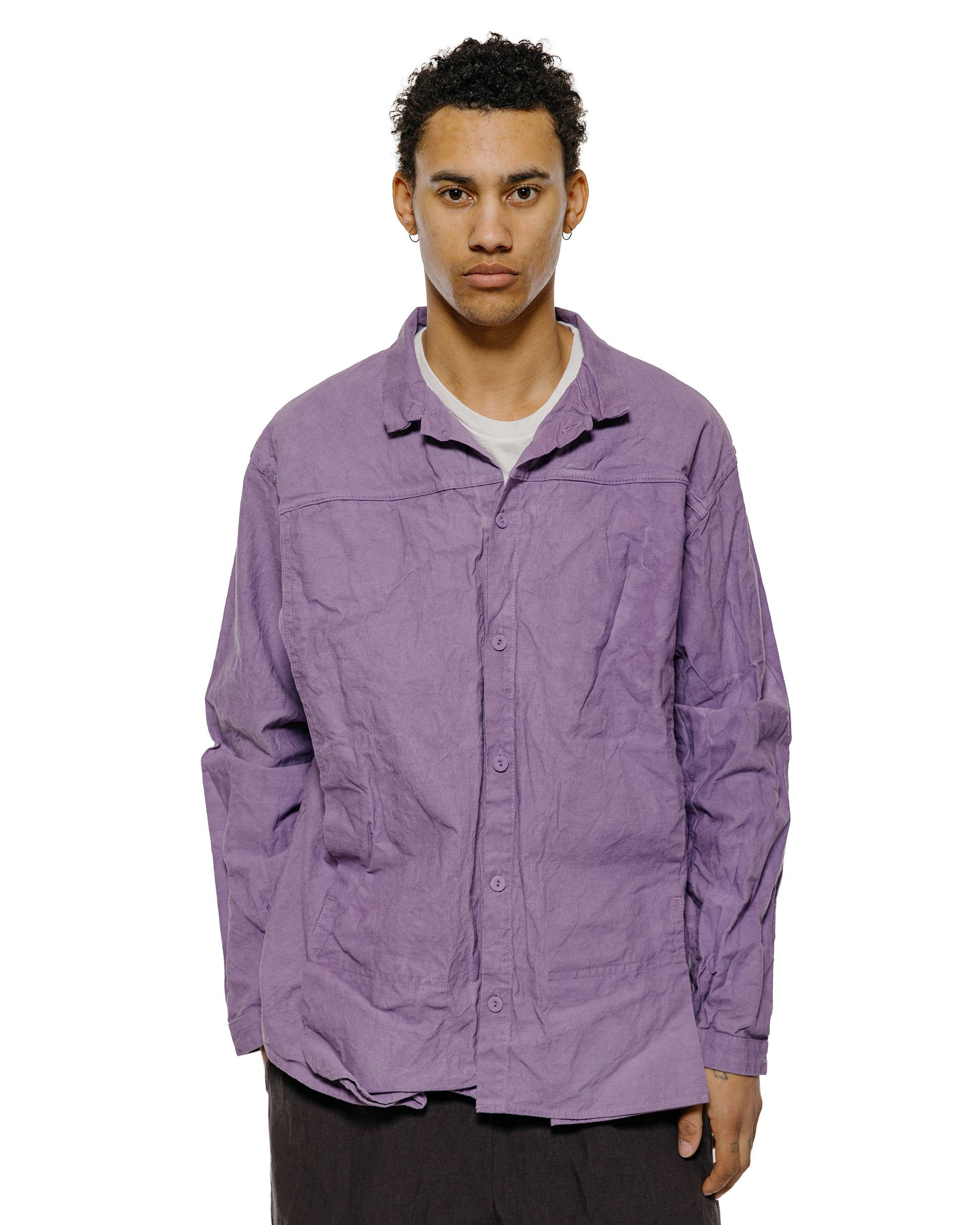 lost & found Tender Tender Type 401 Pleat Pocket Shirt Cotton Drop Cloth Purple Logwood