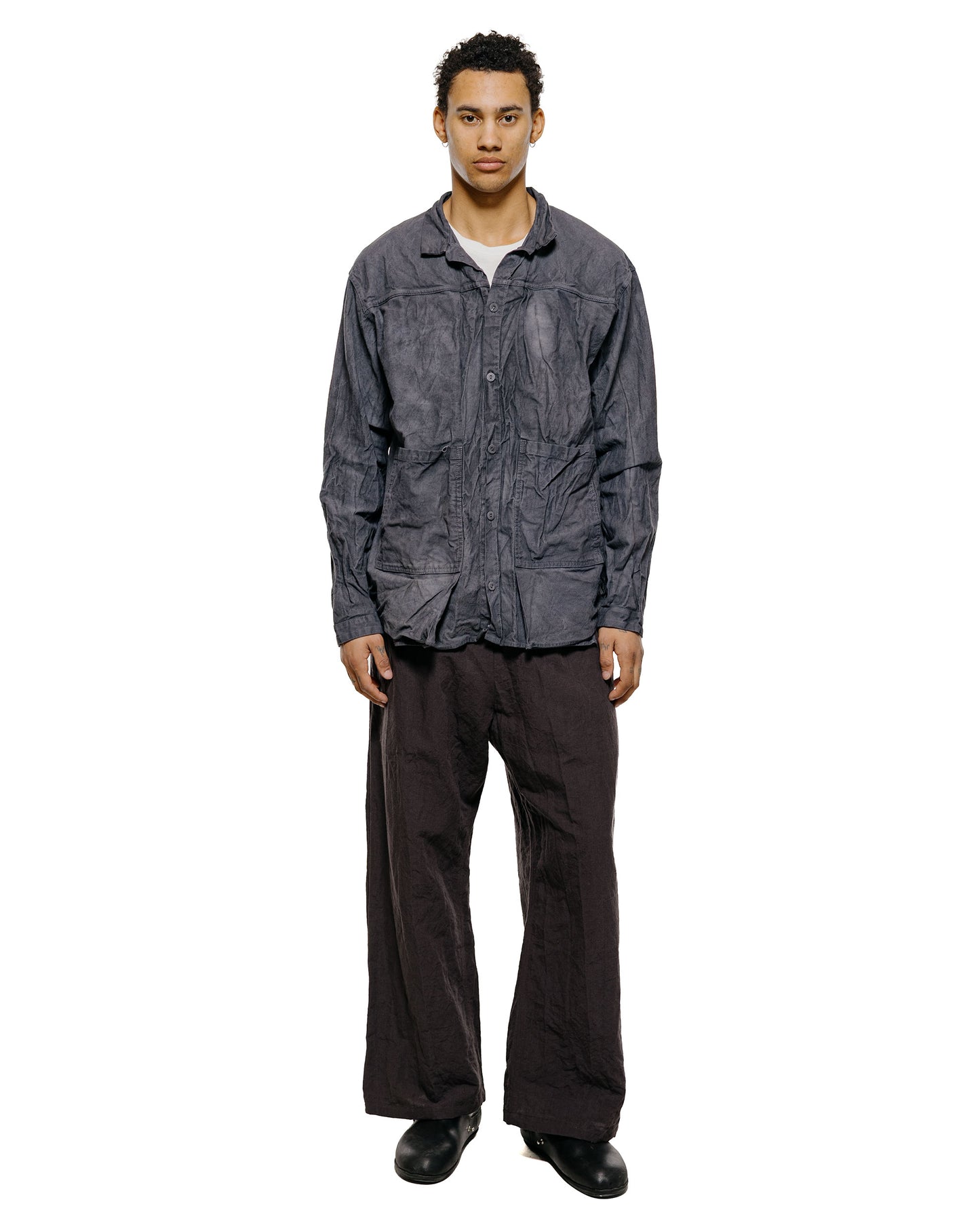 lost & found Tender Tender Type 402 Two Birds Shirt Cotton Drop Cloth Grey Logwood