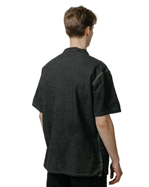 Tender Type 416 Short Sleeve Three Pocket Square Tail Shirt Indigo Cotton Twill Logwood model back