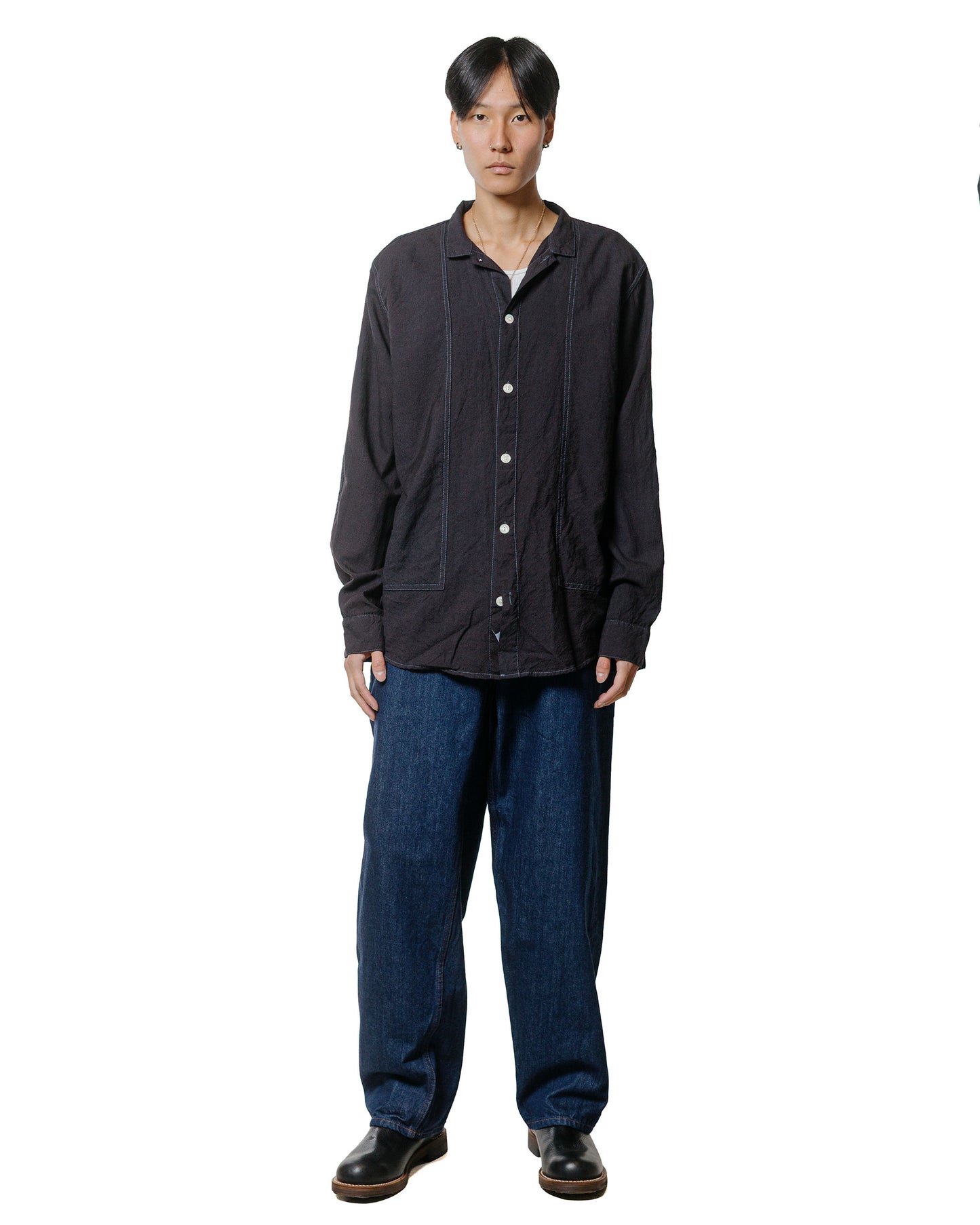lost & found Tender Tender Type 439 Stole Pocket Butterfly Shirt Wool Calico Black Hole