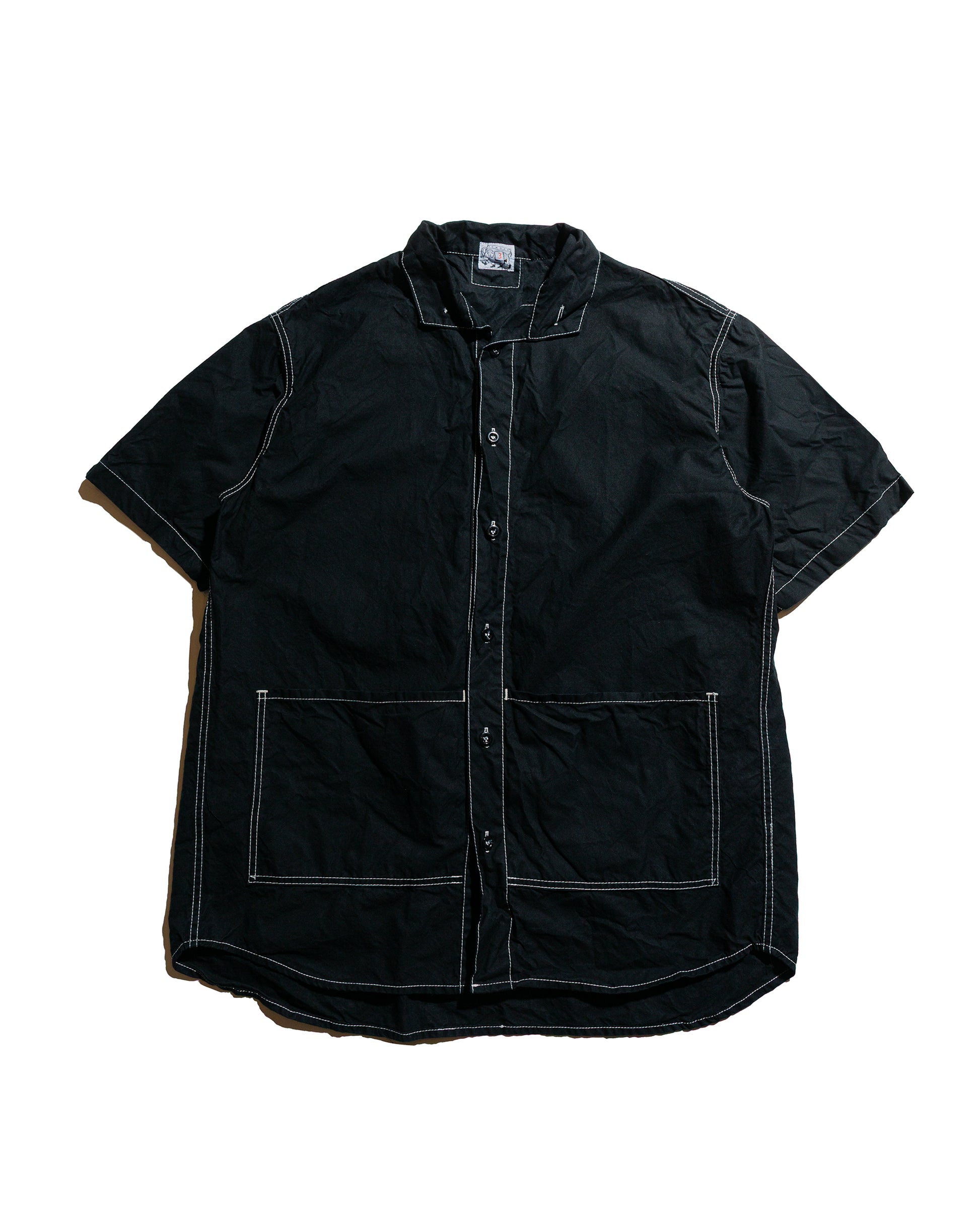 lost & found Tender Tender Type 469 Short Sleeve Flipped Collar Shirt Black Cotton Panama Rinsed