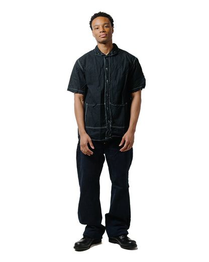 lost & found Tender Tender Type 469 Short Sleeve Flipped Collar Shirt Black Cotton Panama Rinsed