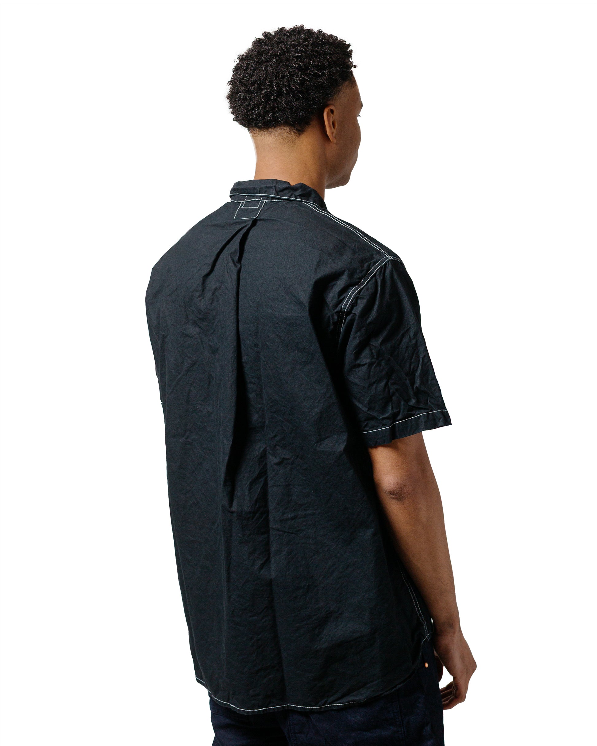 lost & found Tender Tender Type 469 Short Sleeve Flipped Collar Shirt Black Cotton Panama Rinsed
