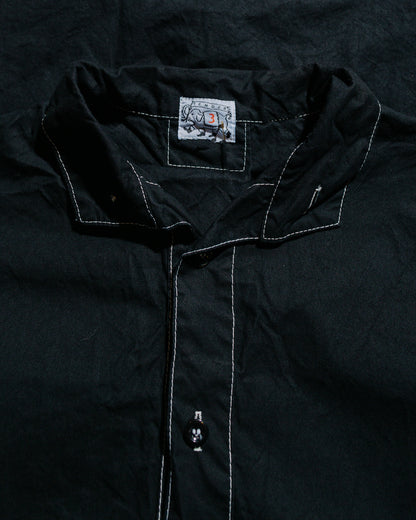 lost & found Tender Tender Type 469 Short Sleeve Flipped Collar Shirt Black Cotton Panama Rinsed