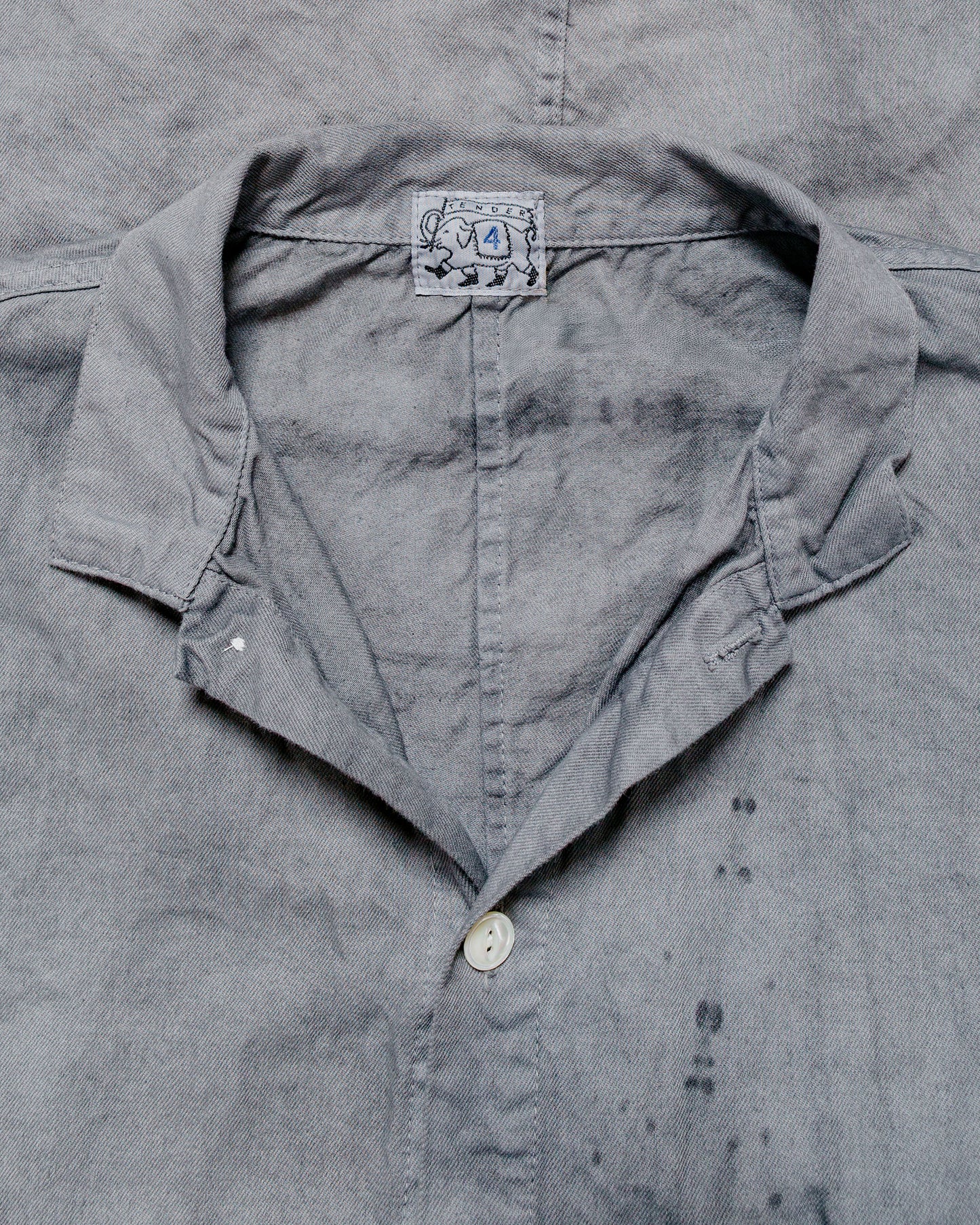 lost & found Tender Tender Type 471 Plastron Shirt Clean Cotton Drill Chestnut Dyed