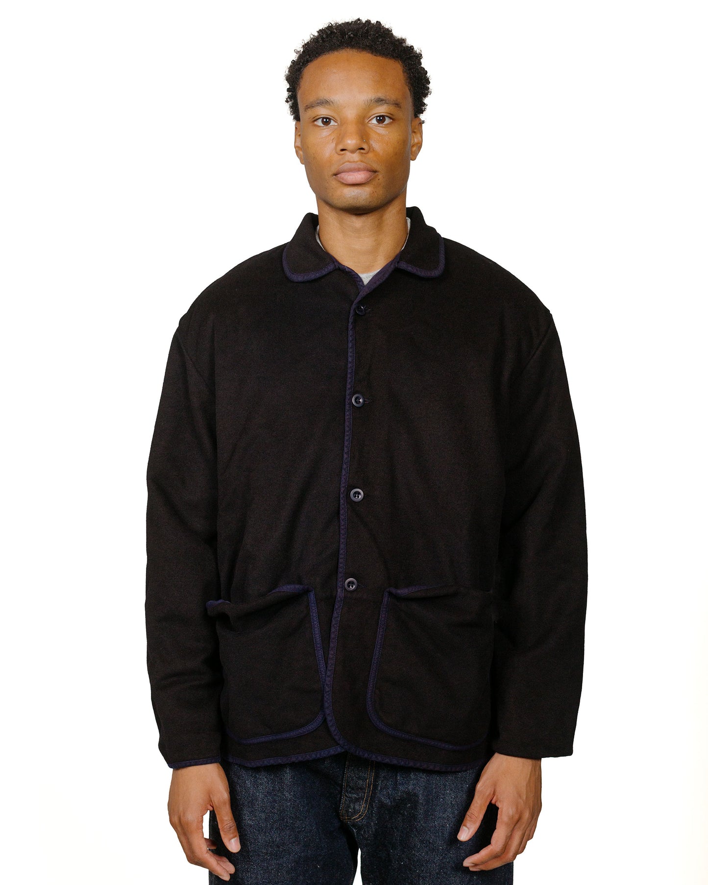 lost & found Tender Tender Type 942 Lobster Tail Jacket Black Wool Baize Hadal Blue