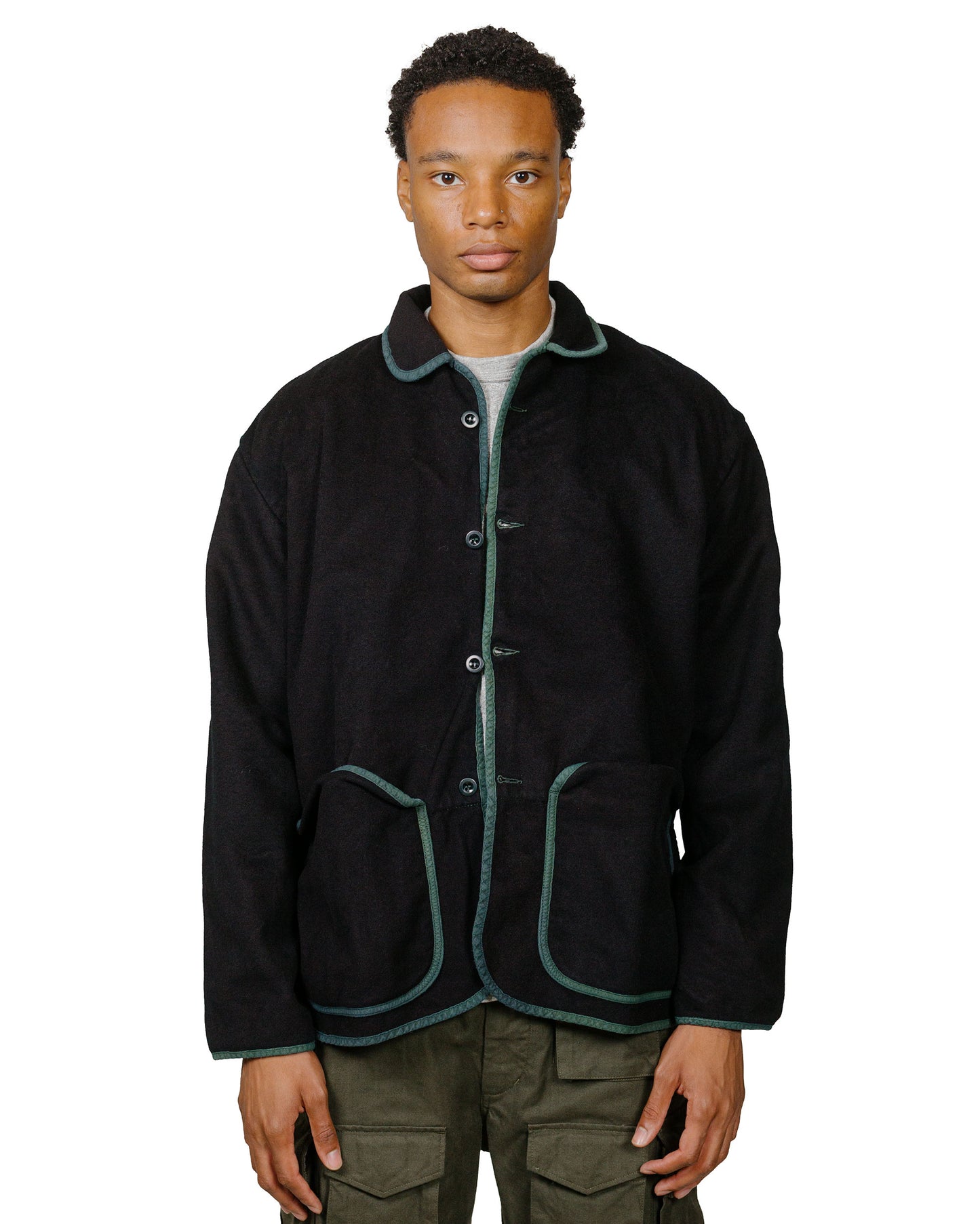 lost & found Tender Tender Type 942 Lobster Tail Jacket Green Wool Baize Hadal Blue