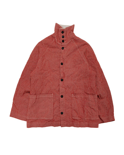 Tender Type 975 Collared Drafting Coat Red Wool Carpet Twill Rinsed