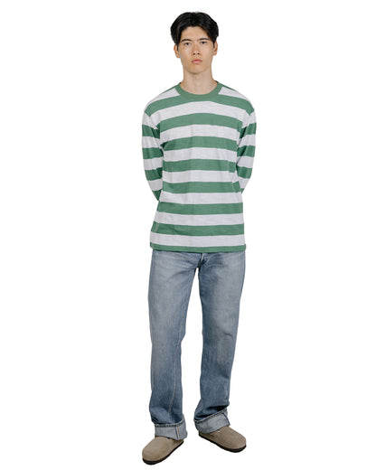 The Real McCoy's BC24001 Buco Stripe Tee LS WhiteGreen