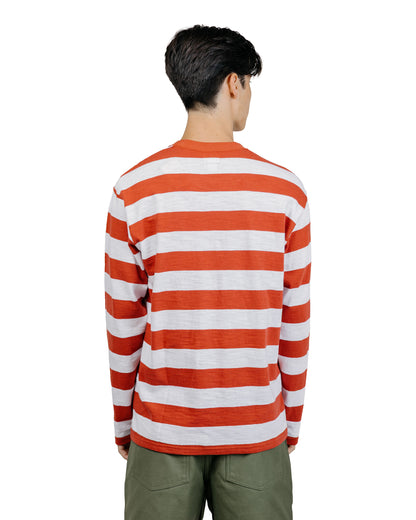 The Real McCoy's BC24001 Buco Stripe Tee LS WhiteRed
