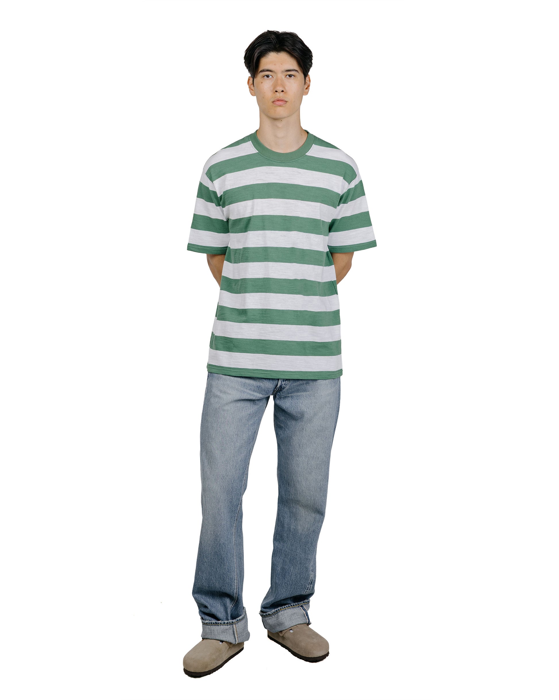 The Real McCoy's BC24002 Buco Stripe Tee SS WhiteGreen
