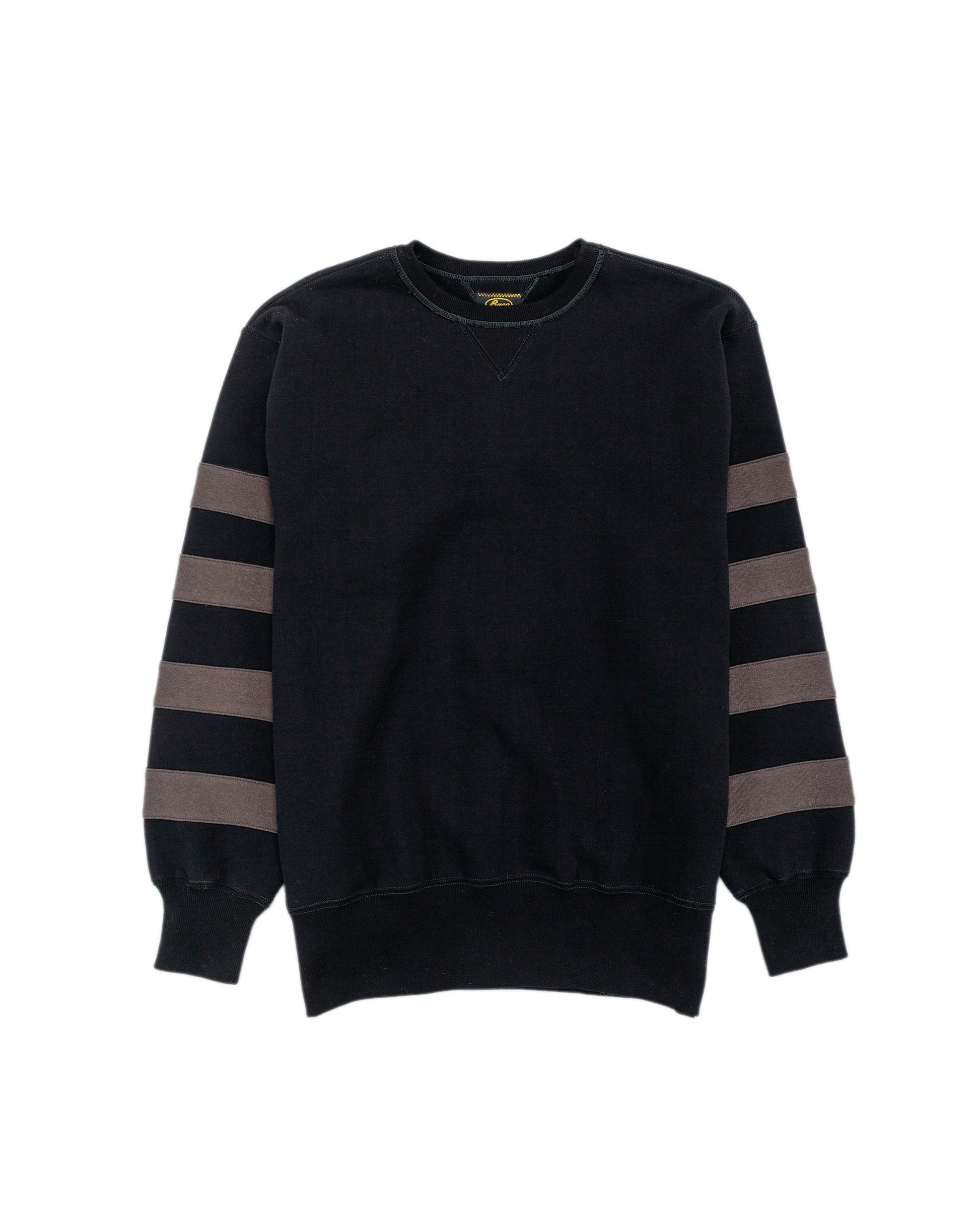 lost & found The Real McCoy's The Real McCoy's BC25101 Buco Striped-Sleeve Sweatshirt Black Charcoal