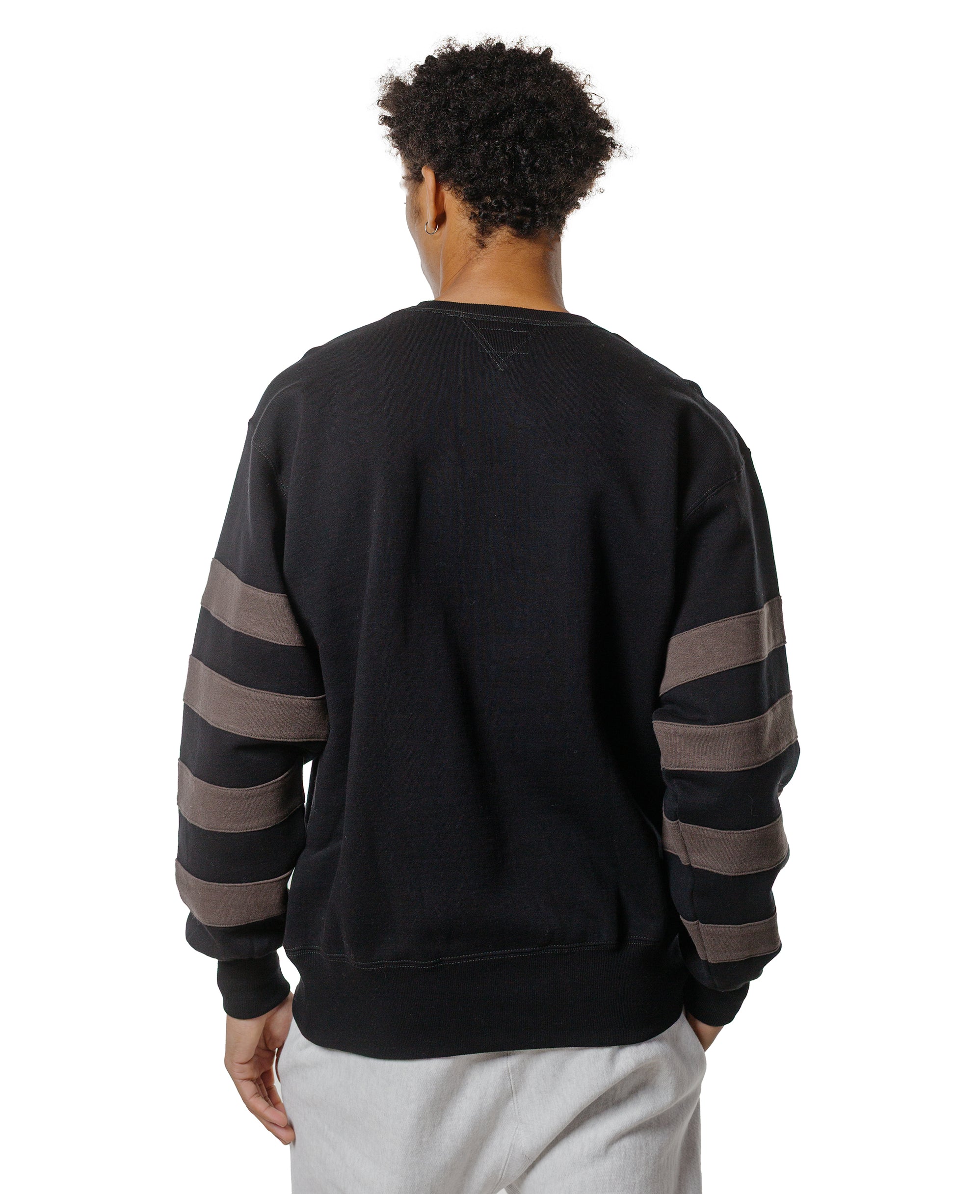 lost & found The Real McCoy's The Real McCoy's BC25101 Buco Striped-Sleeve Sweatshirt Black Charcoal