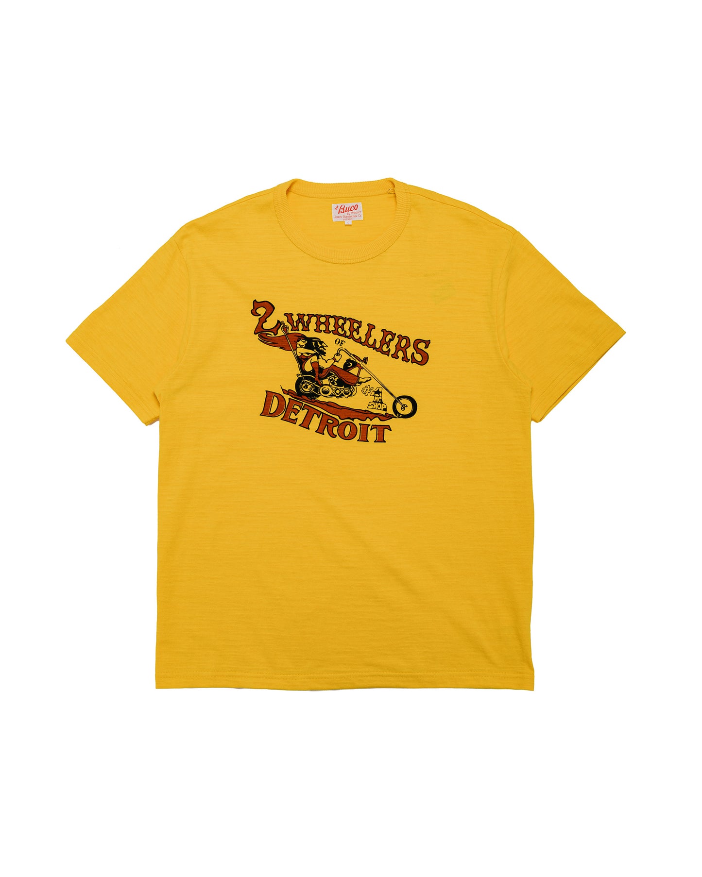 The Real McCoy's BC26009 Athletic T-Shirt / 2-Wheelers of Detroit Yellow