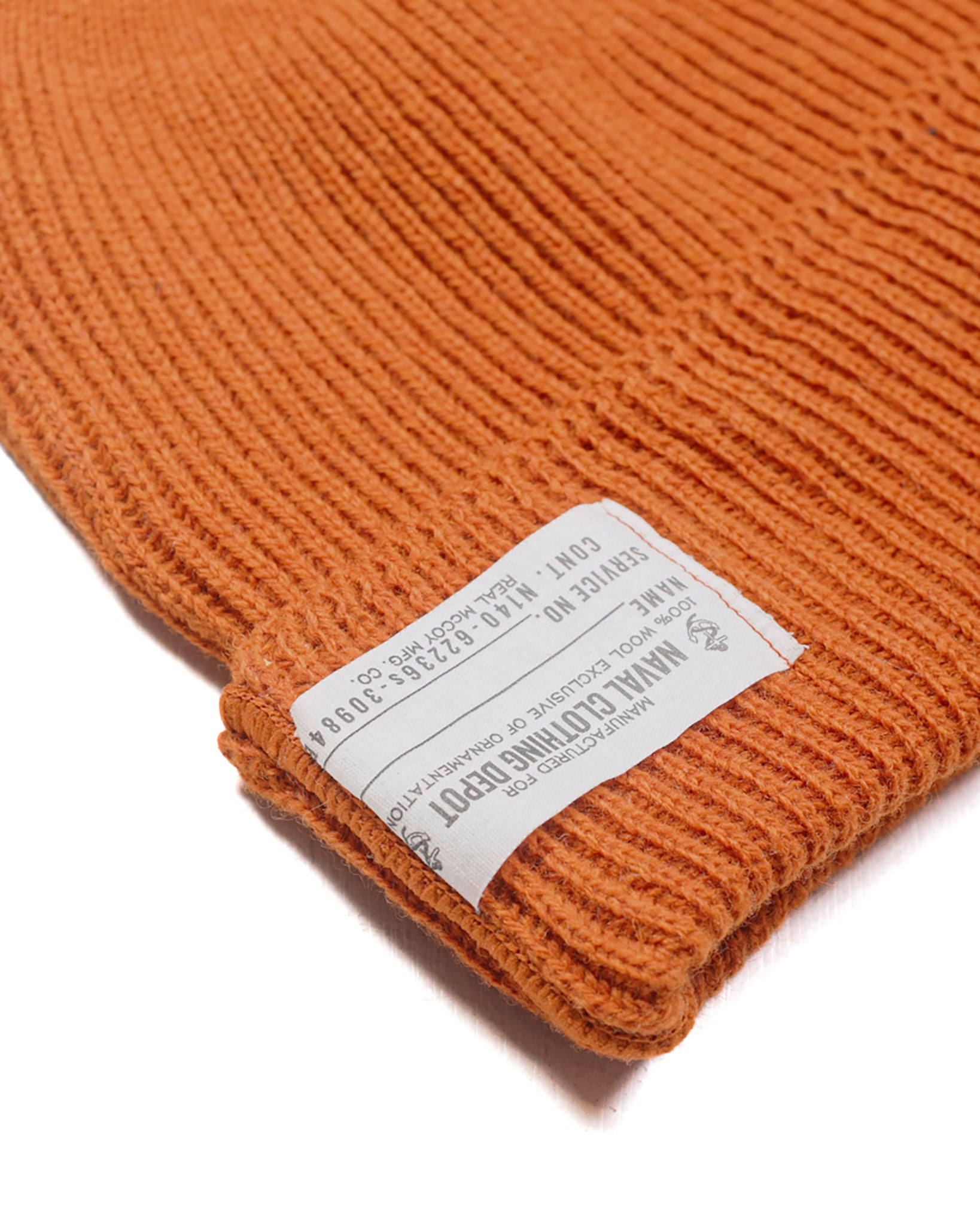 The Real McCoy's MA23104 Civilian Wool Watch Cap Orange fabric
