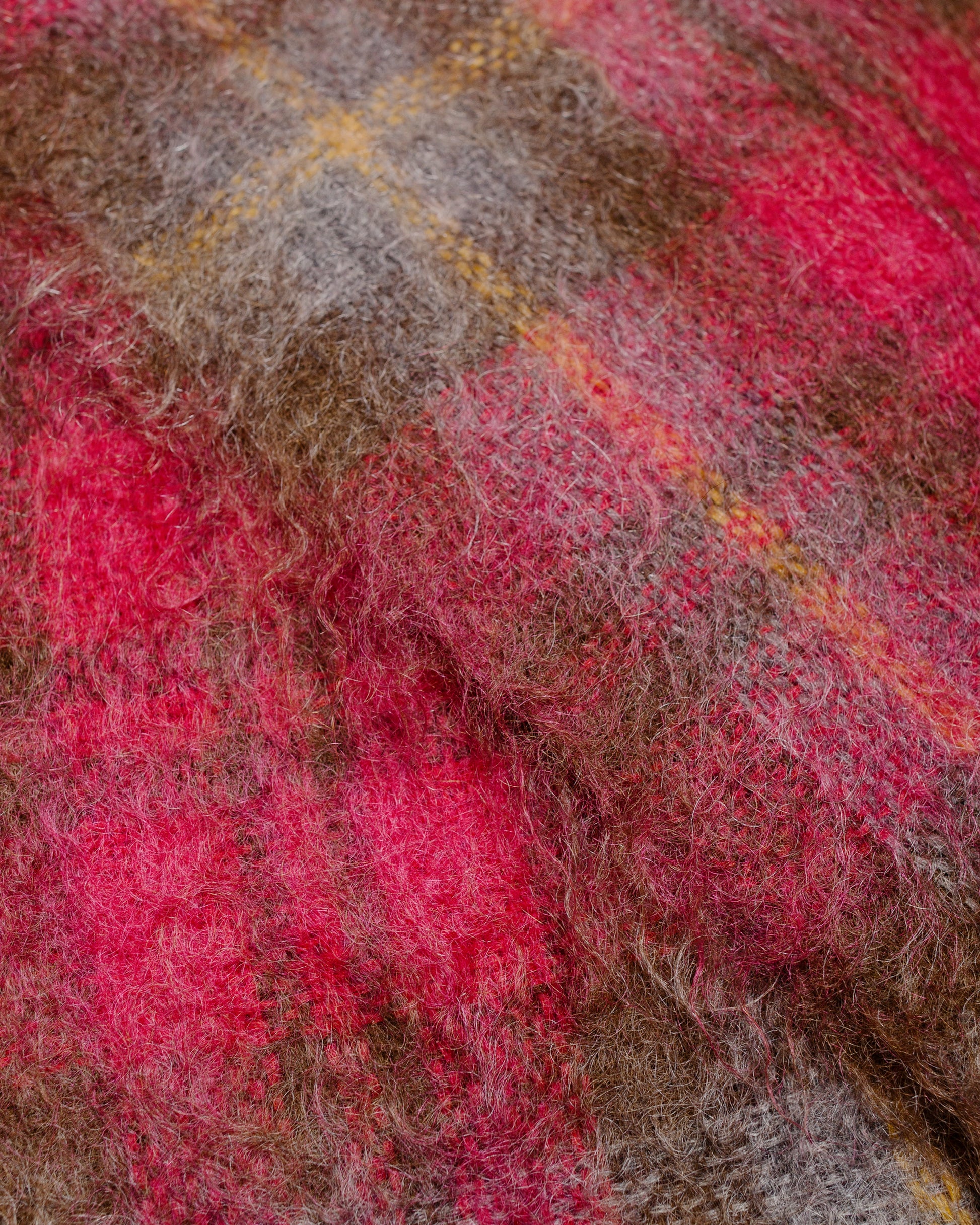 lost & found The Real McCoy's The Real McCoy's MA24107 Plaid Pattern Mohair Scarf Red/Mint