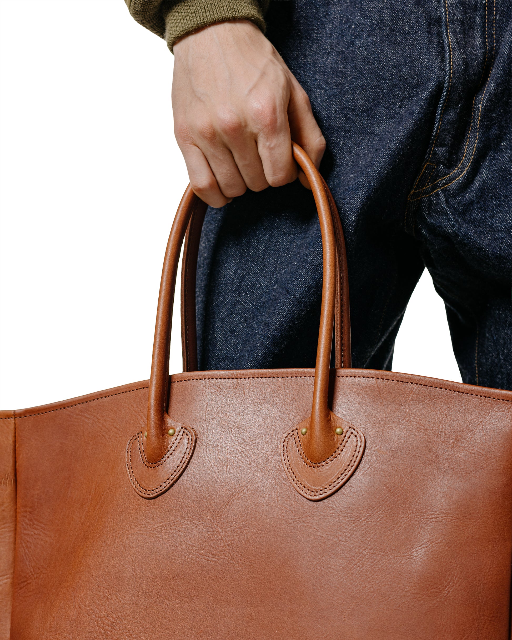 lost & found The Real McCoy's The Real McCoy's MA25102 Leather Tote Shoulder-Bag Brown
