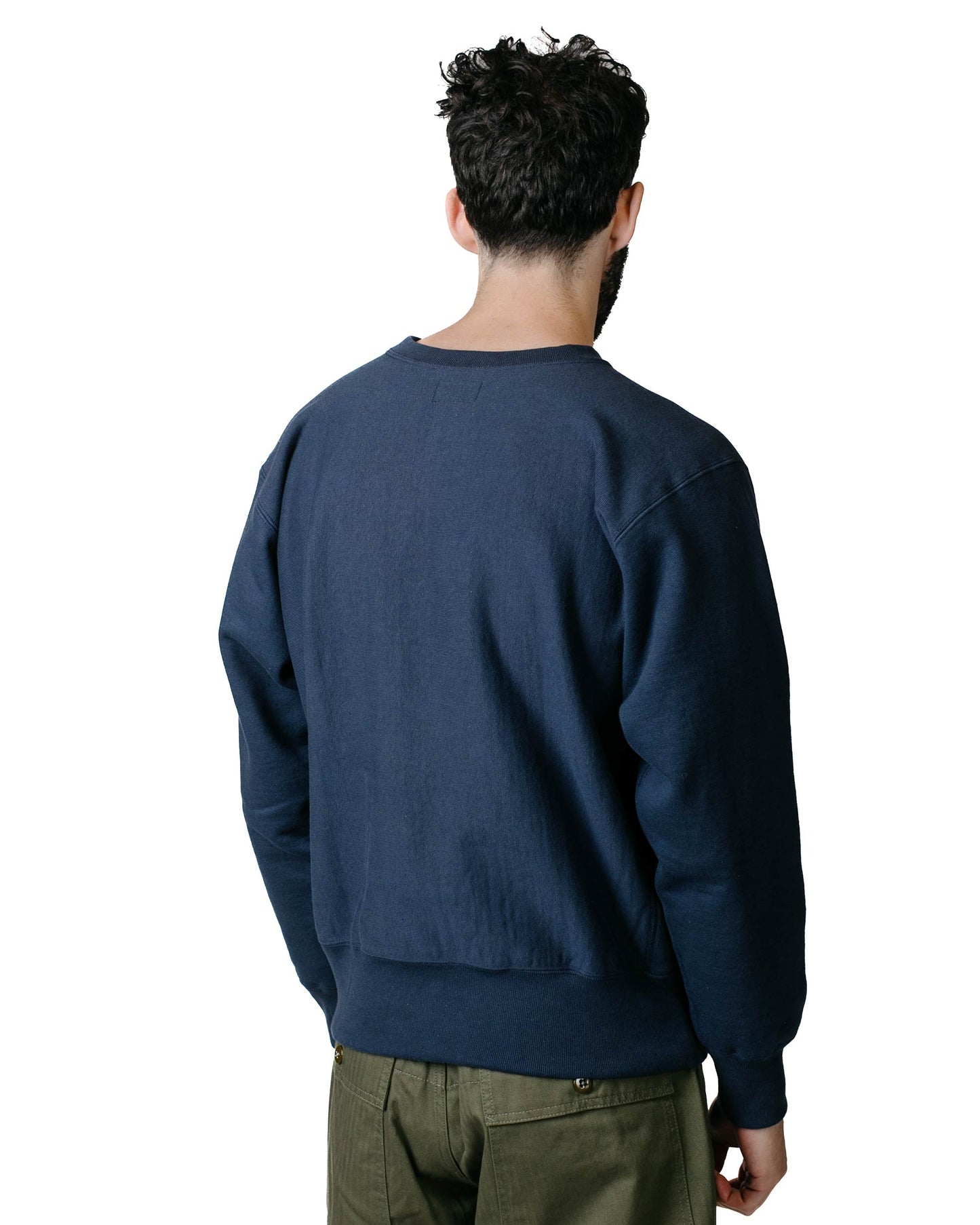 The Real McCoy's MC20114 Heavyweight Crewneck Sweatshirt Navy Model Back