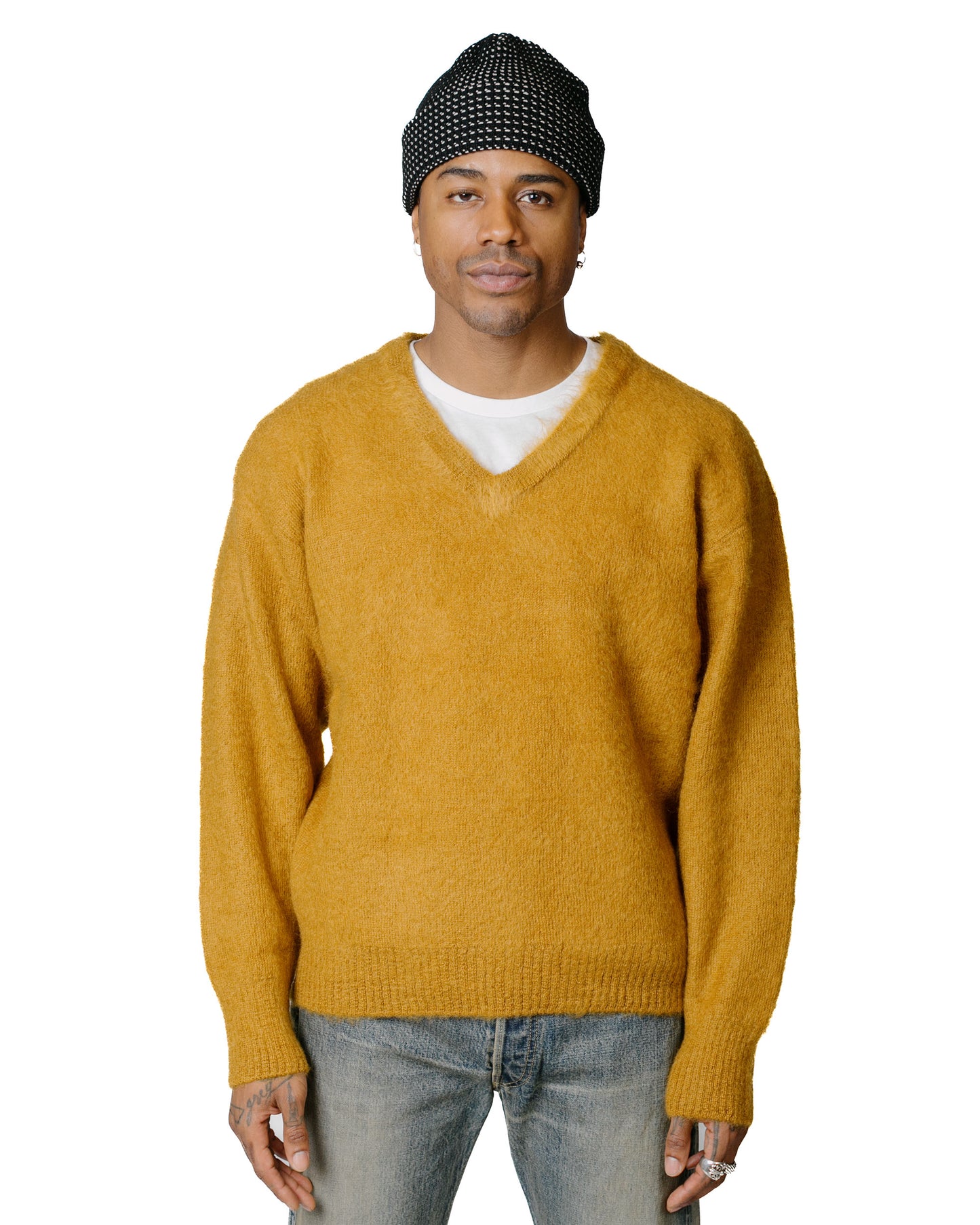 lost & found The Real McCoy's The Real McCoy's MC23109 JM Mohair V-Neck Sweater Mustard