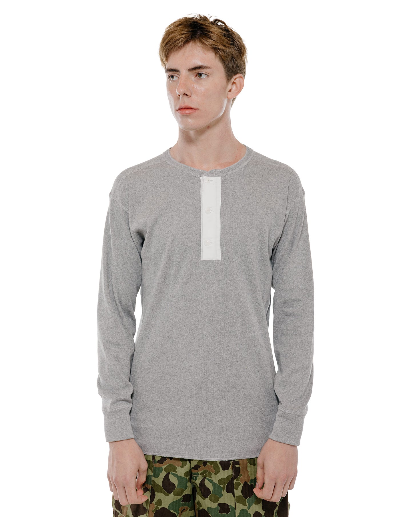 The Real McCoy's MC23111 Union Henley Undershirt L/S Medium Gray