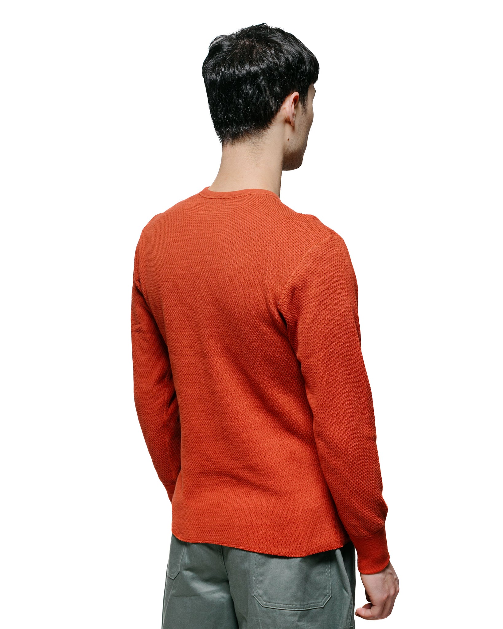 The Real McCoy's MC23115 Honeycomb Thermal Shirt Blood Red model back