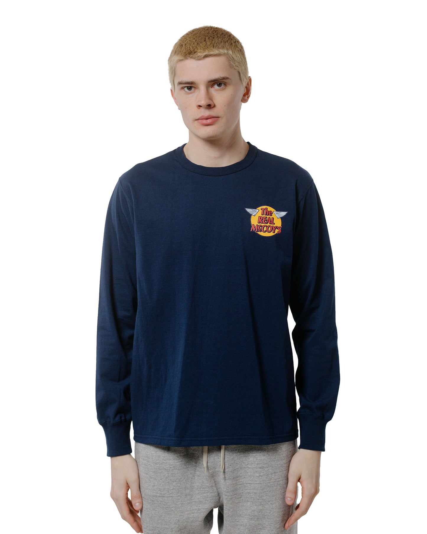 lost & found The Real McCoy's The Real McCoy's MC24003 The Real McCoy's Logo Tee L/S Navy