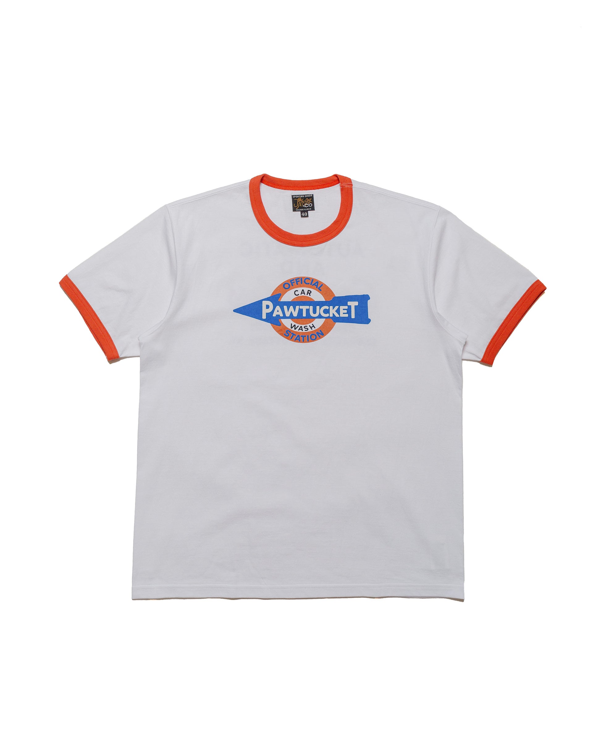 The Real McCoy's MC24023 Joe McCoy Tee  Pawtucket Car Wash WhiteScarlet