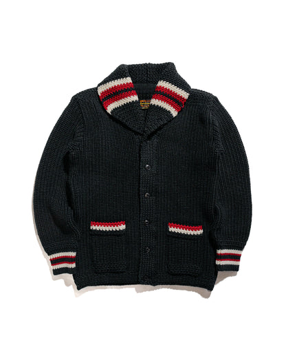 lost & found The Real McCoy's The Real McCoy's MC24111 Striped Shawl Collar Cardigan Charcoal