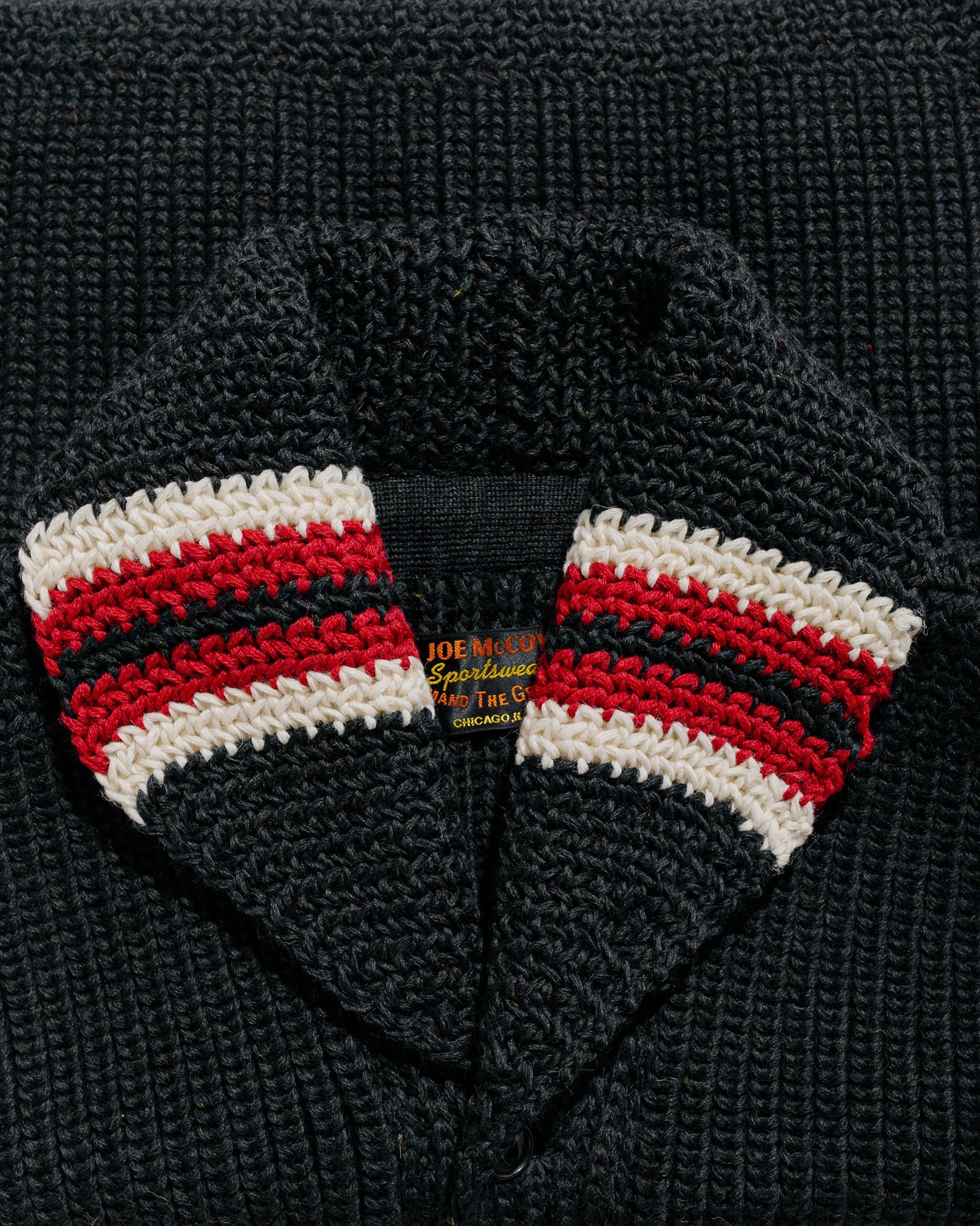 lost & found The Real McCoy's The Real McCoy's MC24111 Striped Shawl Collar Cardigan Charcoal
