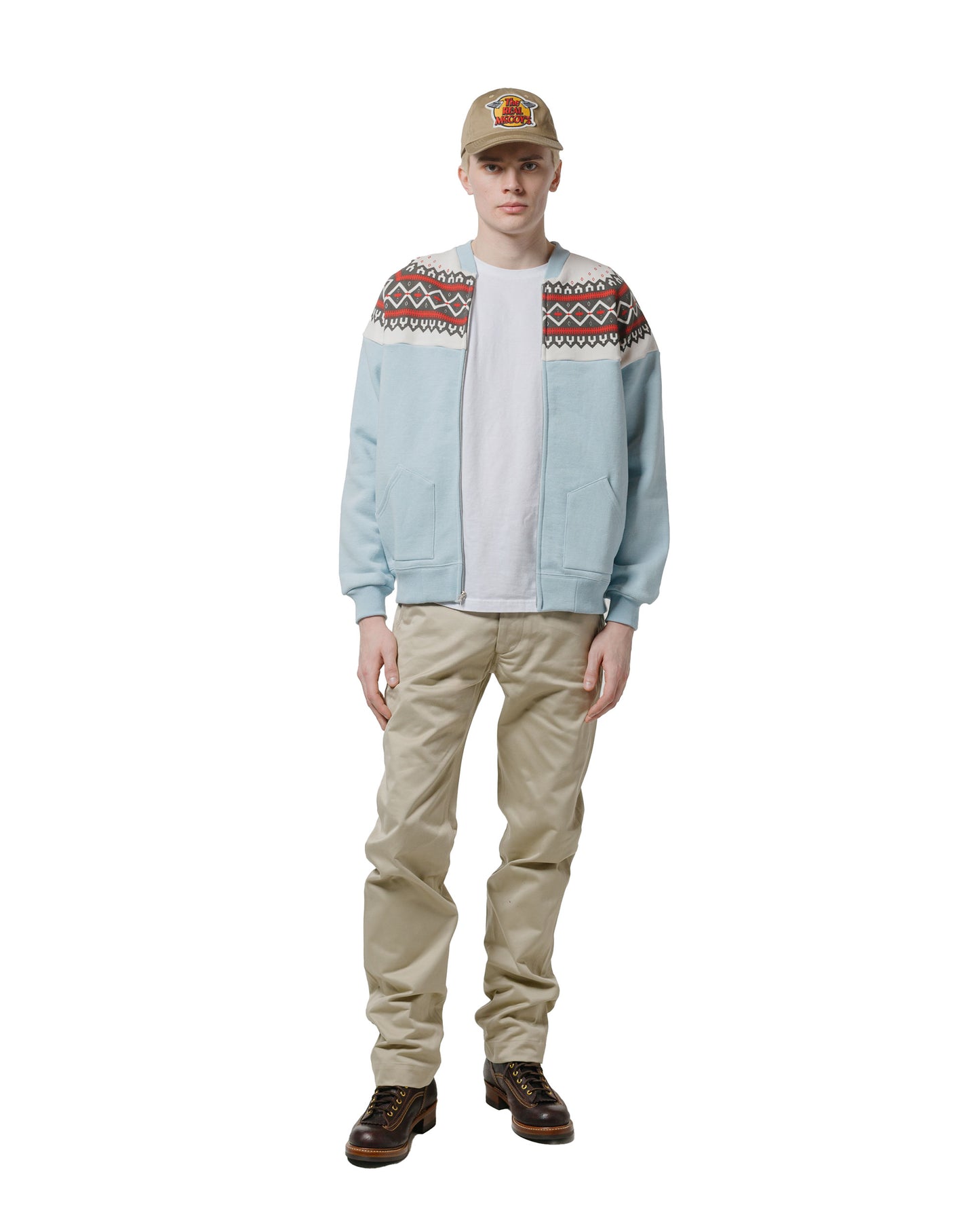 lost & found The Real McCoy's The Real McCoy's MC24112 Printed Snow Pattern F/Z Sweatshirt Saxe