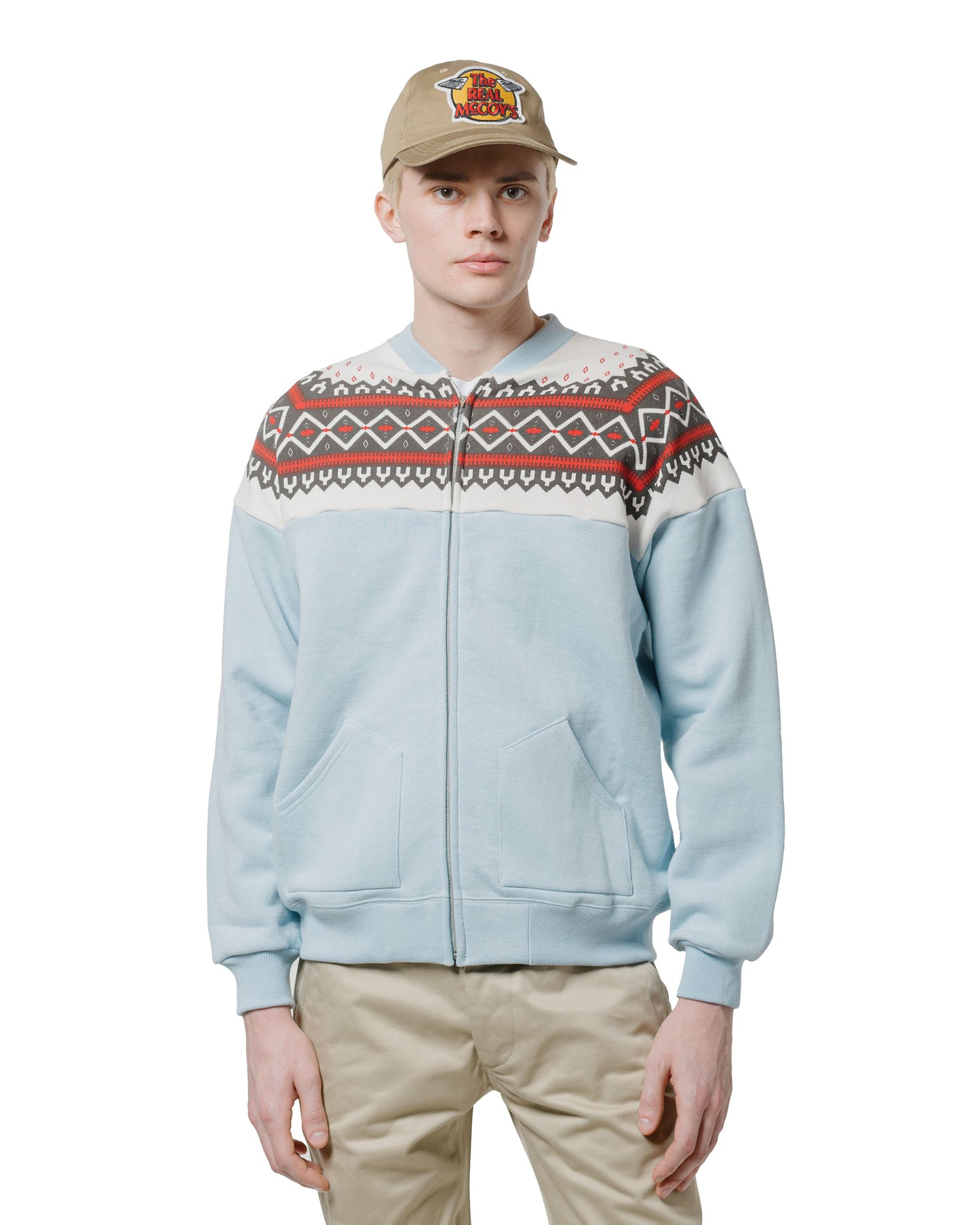 lost & found The Real McCoy's The Real McCoy's MC24112 Printed Snow Pattern F/Z Sweatshirt Saxe