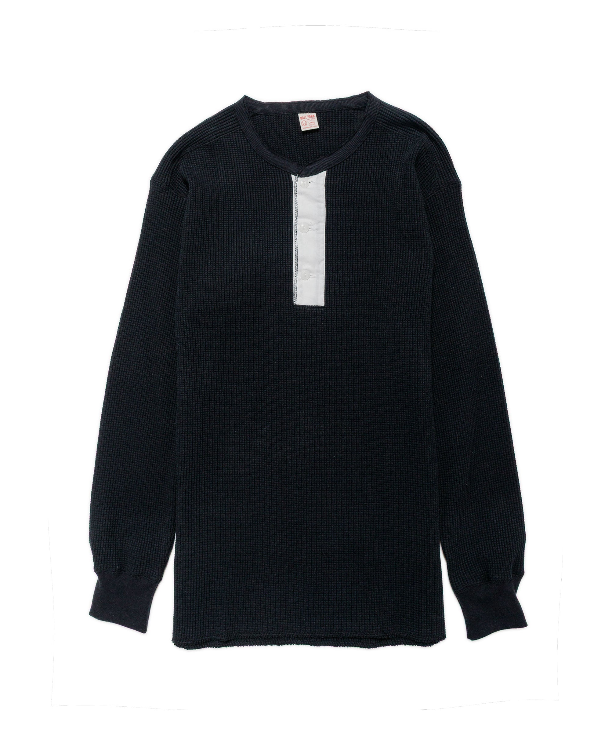 lost & found The Real McCoy's The Real McCoy's MC24122 Waffle Thermal Henley Undershirt L/S Black